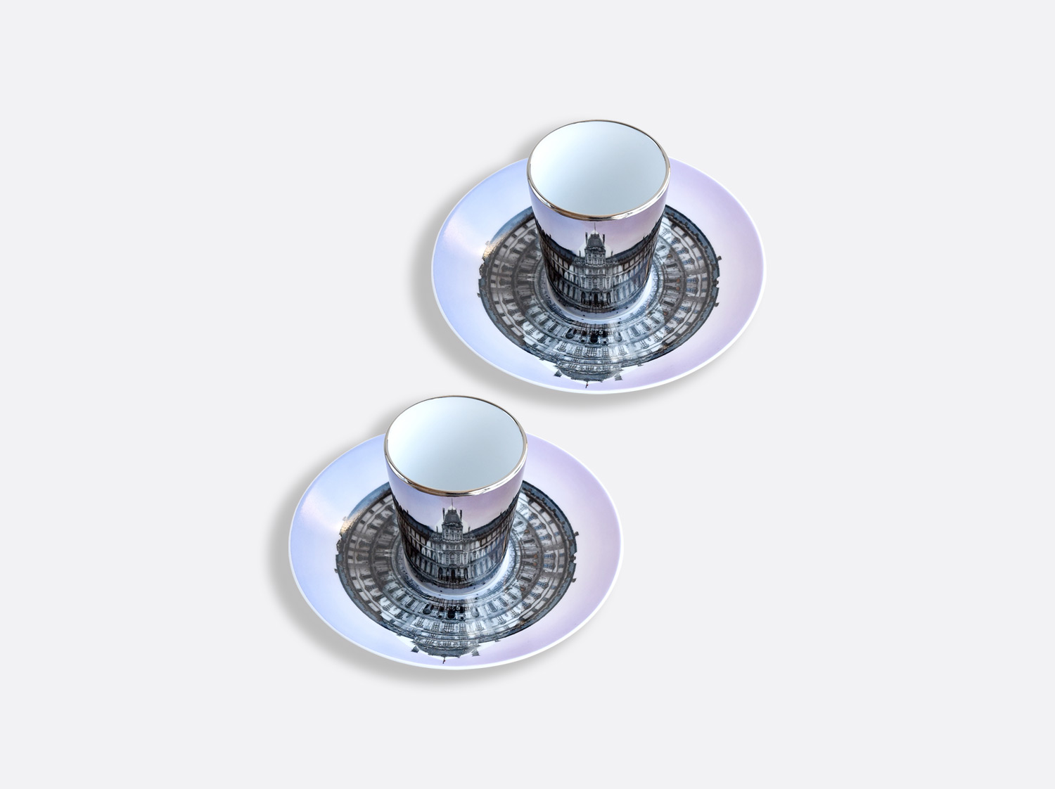China Set of 2 espresso cups and saucers 2.4 oz of the collection JR AU LOUVRE - JR | Bernardaud