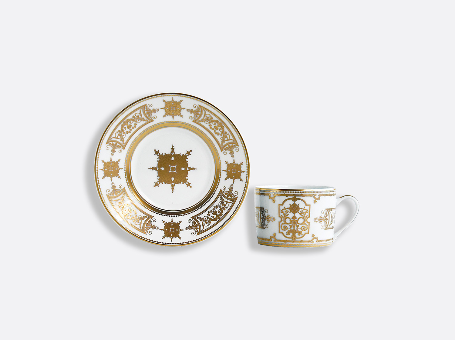 Coffret de tasses & soucoupes thé 15 cl en porcelaine de la collection Aux Rois Or Bernardaud