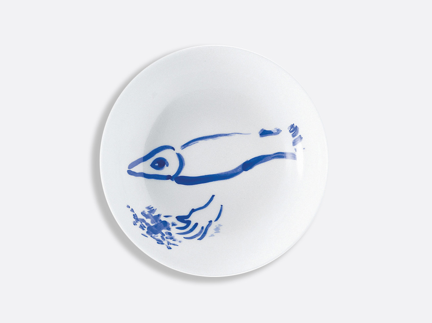 Assiette creuse 19 cm « Le poisson au bouquet »  en porcelaine de la collection Pour ida Bernardaud