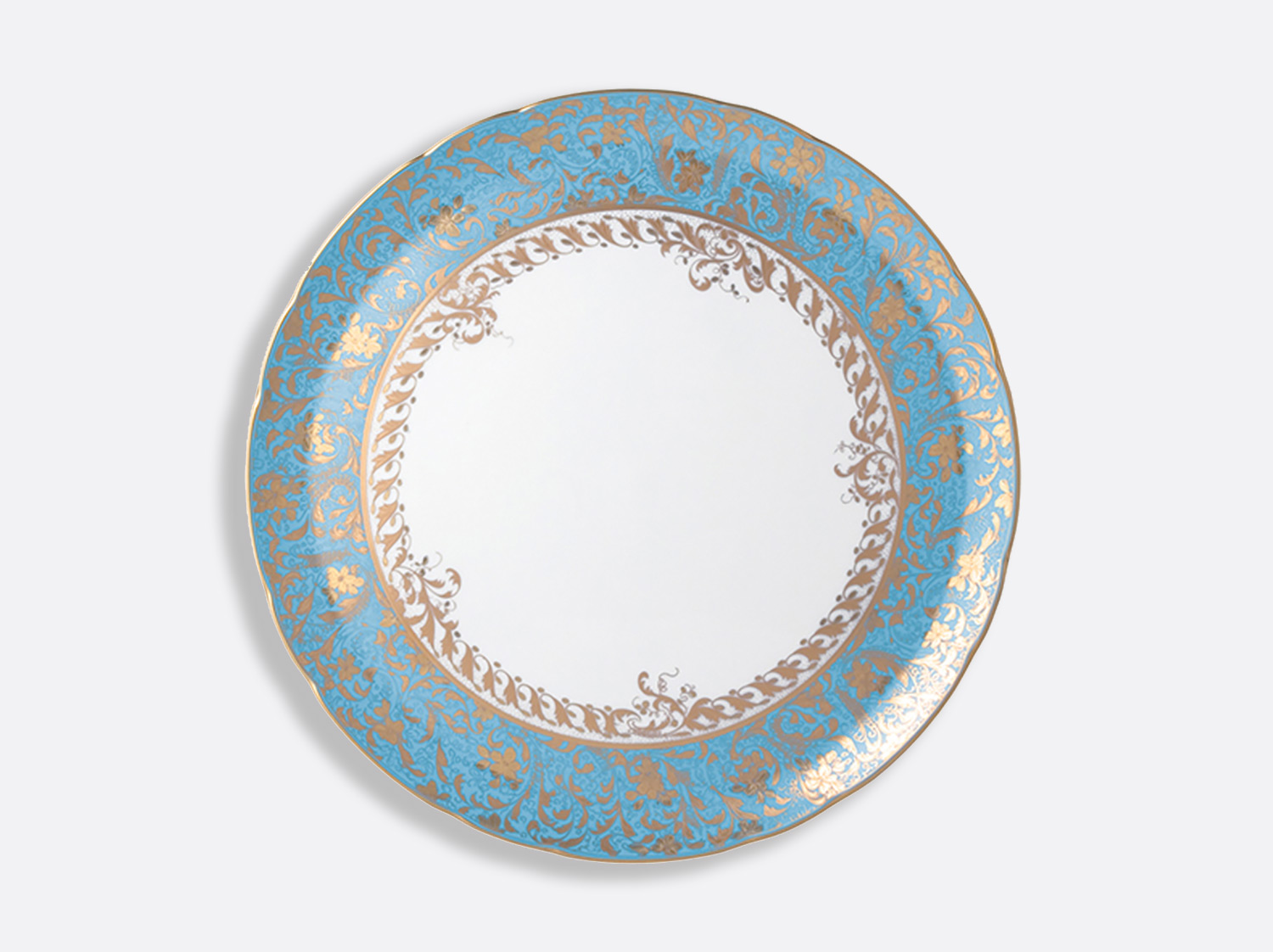 Plat rond creux 29 cm en porcelaine de la collection Eden turquoise Bernardaud