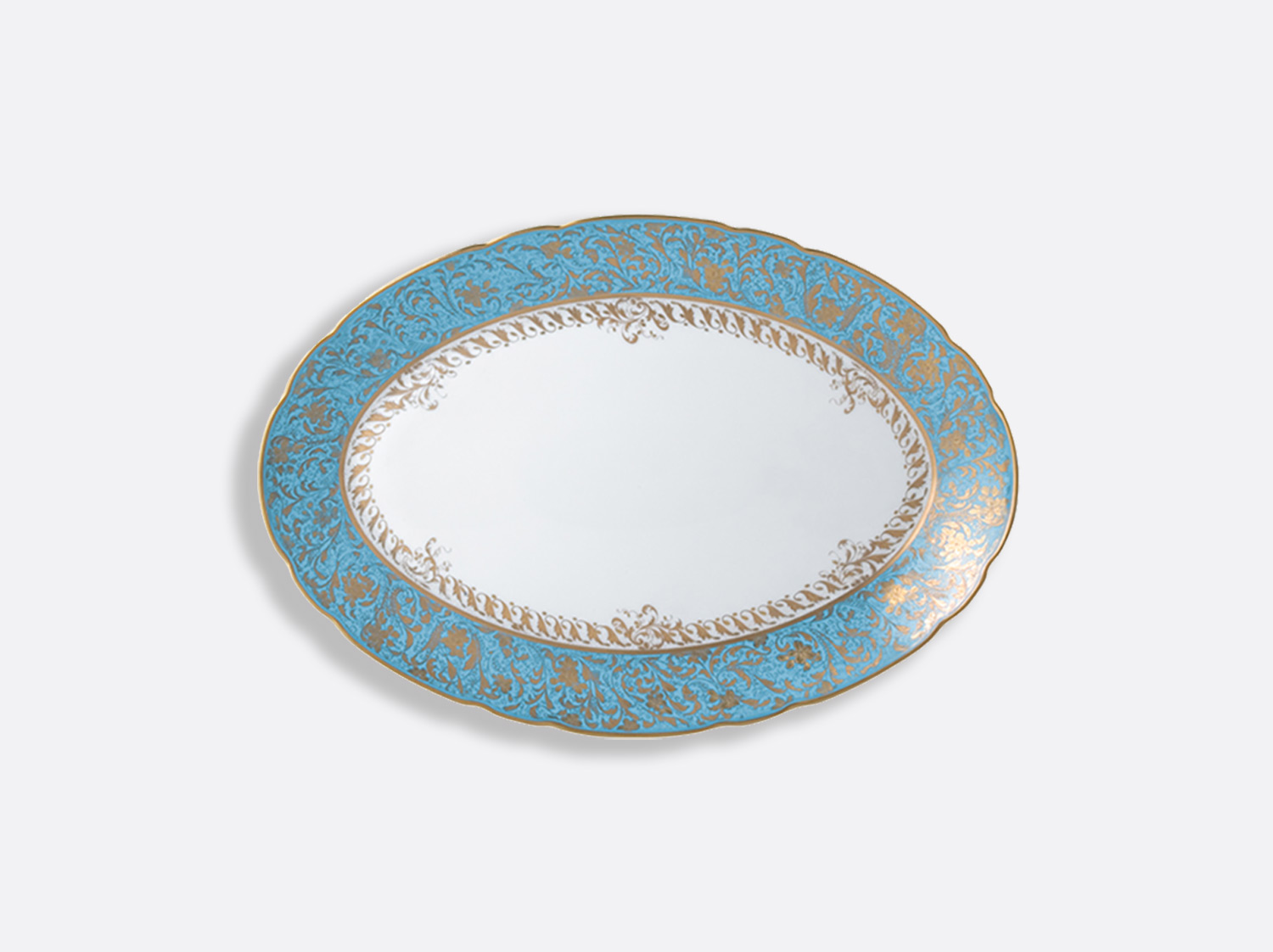 Plat ovale 33 cm en porcelaine de la collection Eden turquoise Bernardaud