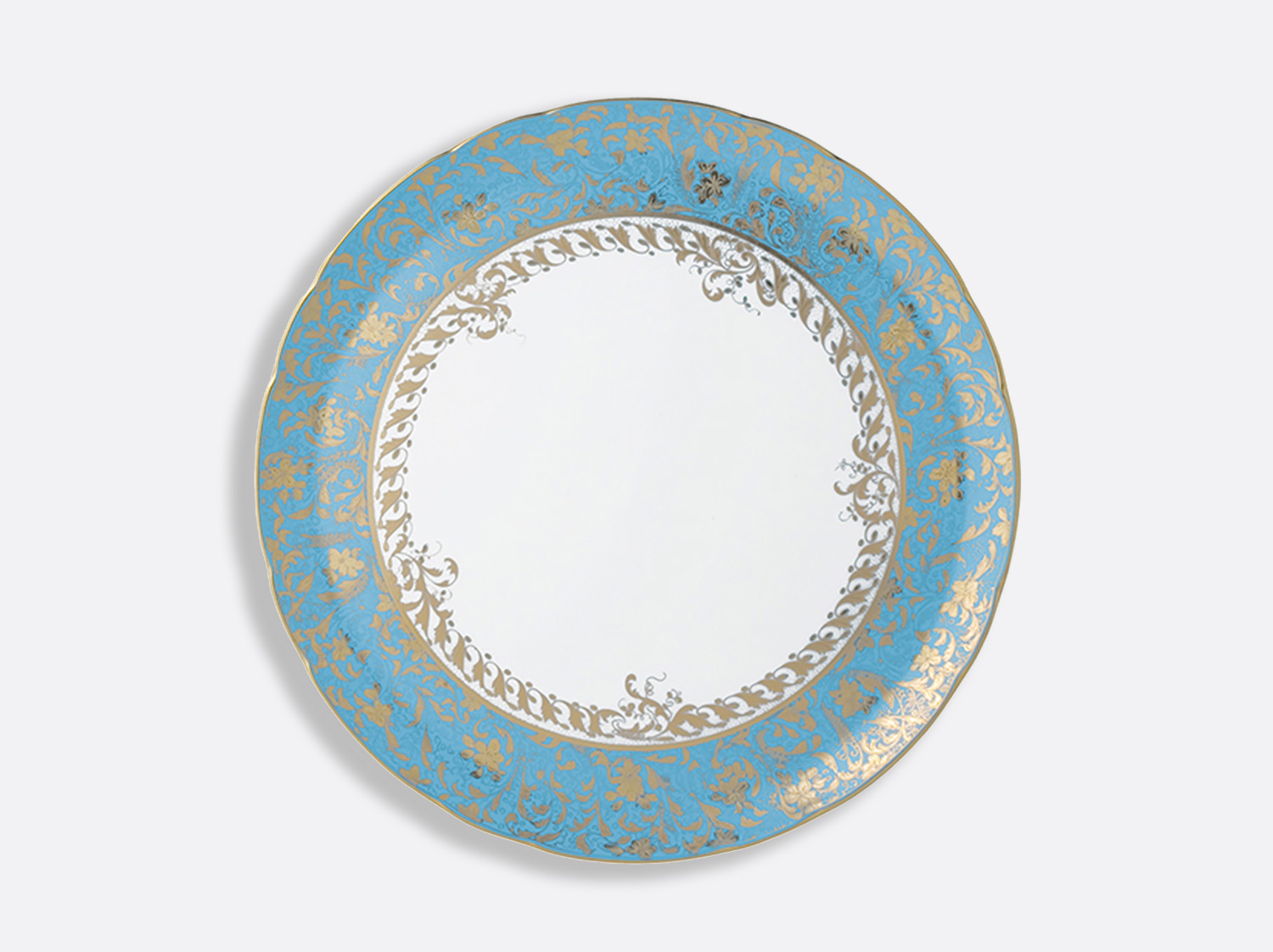 Plat à tarte 32 cm en porcelaine de la collection Eden turquoise Bernardaud