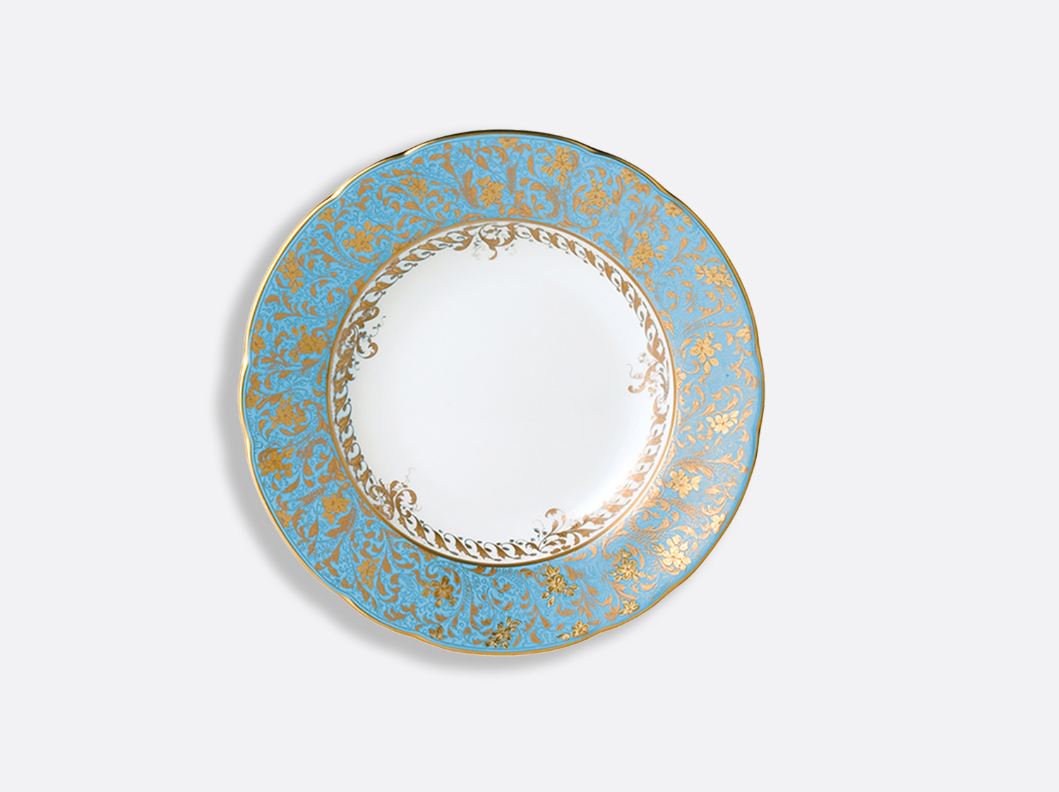 Assiette creuse à aile 22,5 cm en porcelaine de la collection Eden turquoise Bernardaud