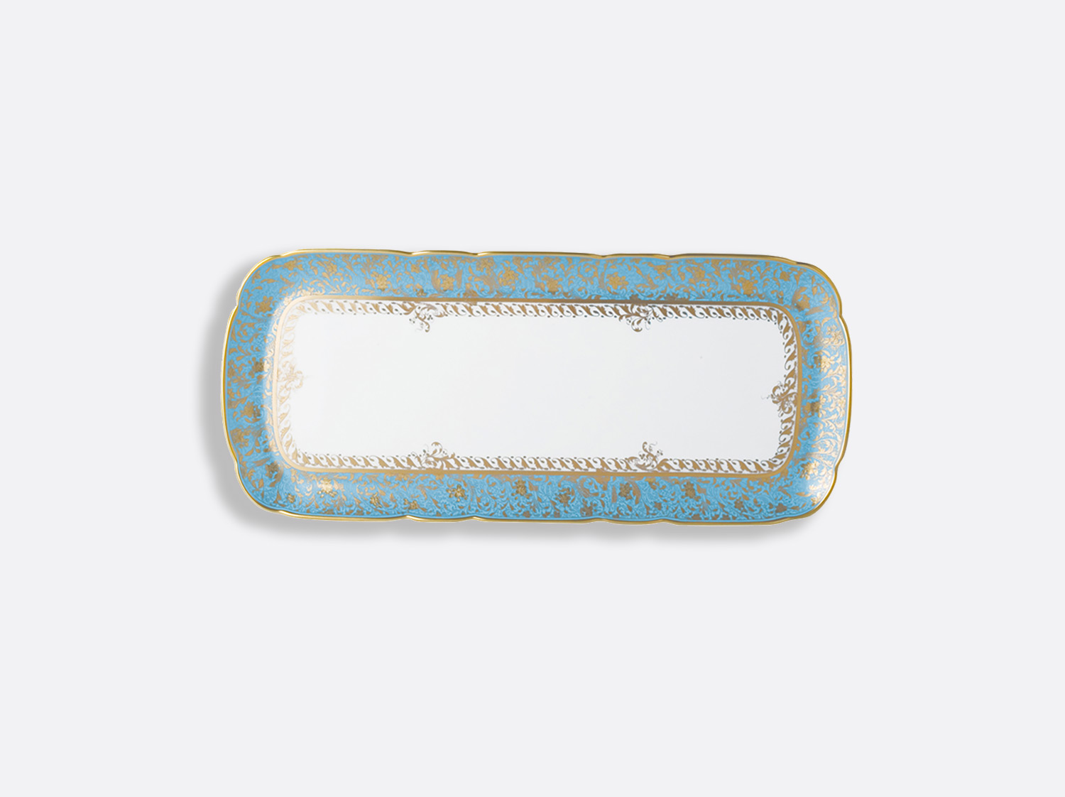 Plat à cake 38 cm en porcelaine de la collection Eden turquoise Bernardaud