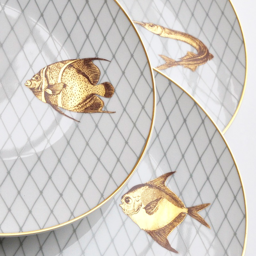 China Gift box set of 6 assorted dinner plates 10.5" of the collection Poissons d'or | Bernardaud