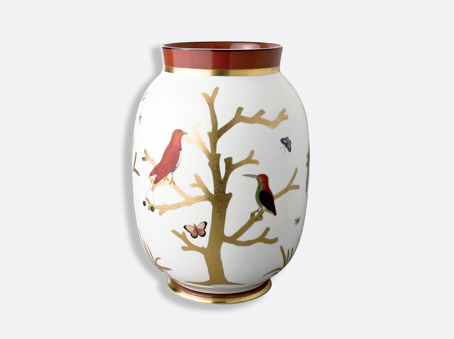 Vase toscan H. 33,5 cm en porcelaine de la collection Aux oiseaux Bernardaud
