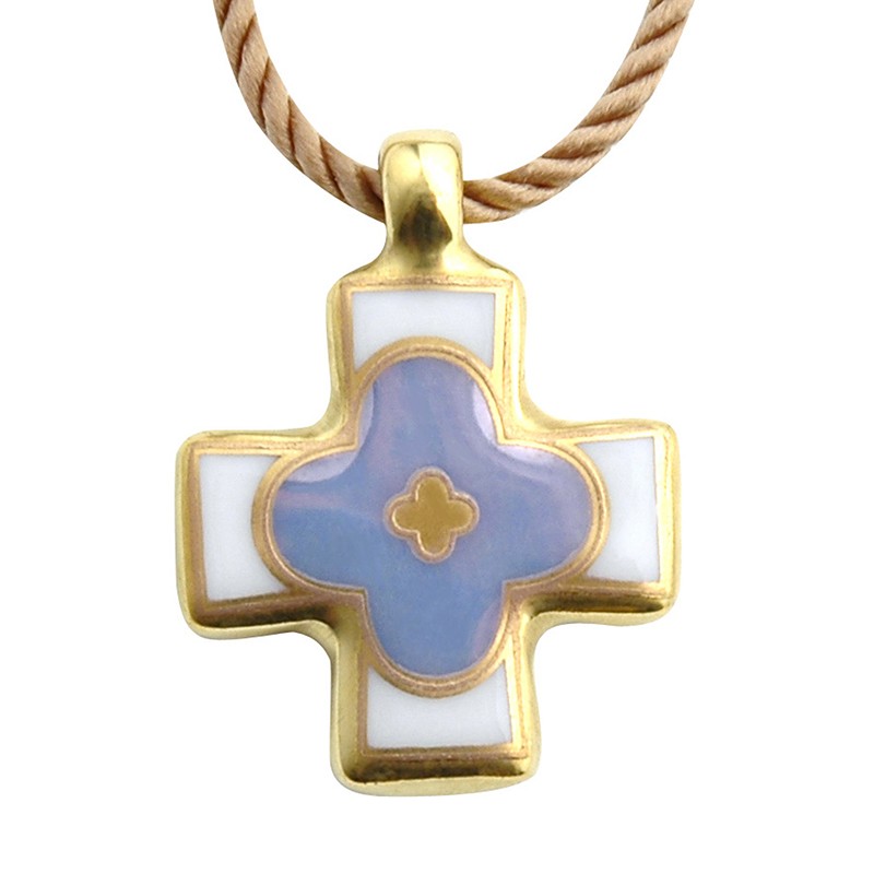 China Small cross blue-gold (haut. 32mm) of the collection Romane Bleu Or | Bernardaud