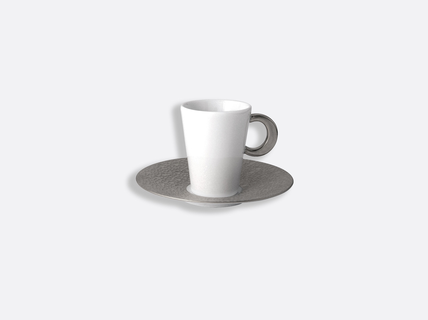Tasse et soucoupe café 6 cl en porcelaine de la collection Ecume platine Bernardaud