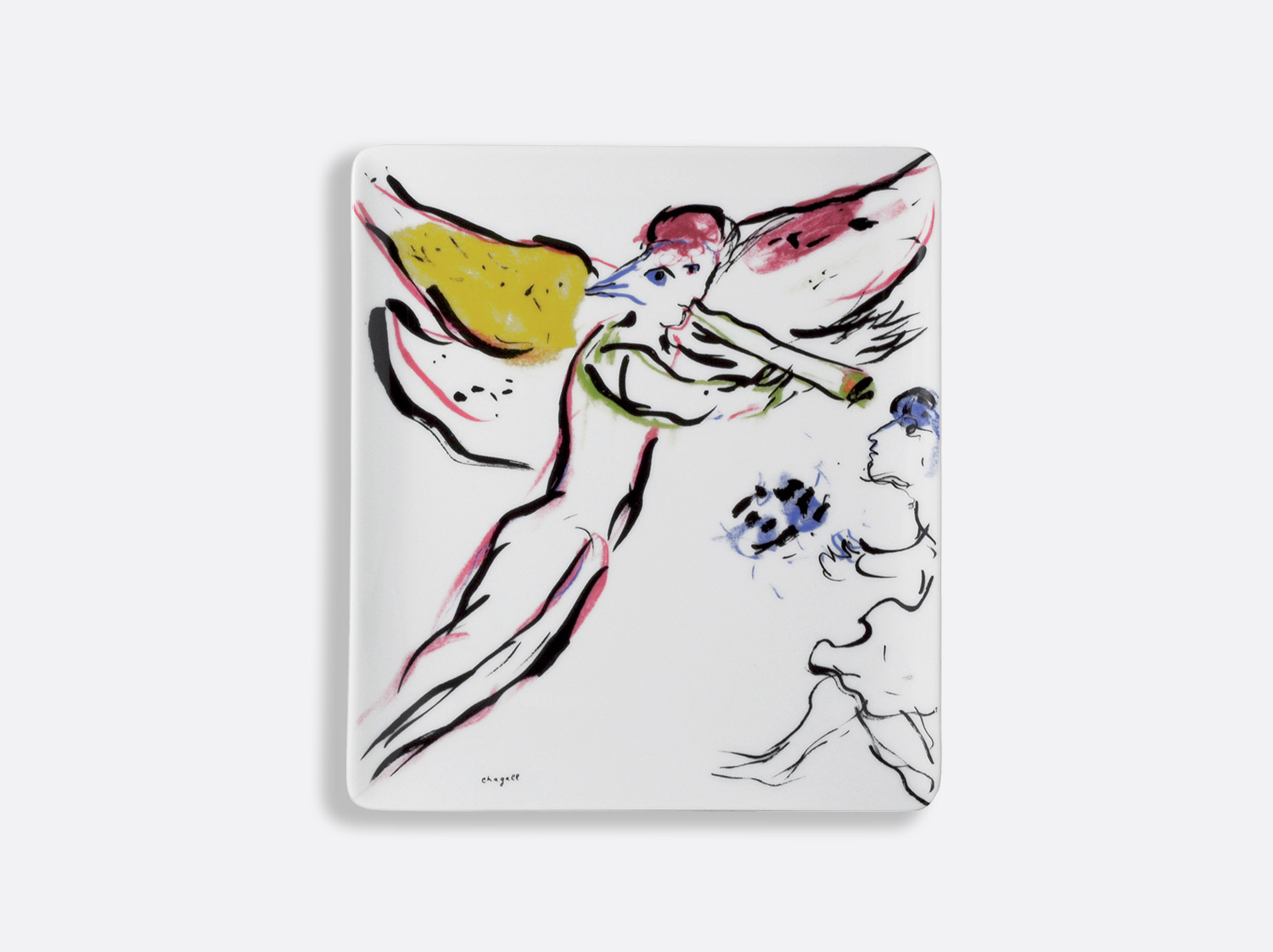 Plateau 22 x 19,5 cm "L'Ange Rouge" en porcelaine de la collection Collection Marc chagall Bernardaud