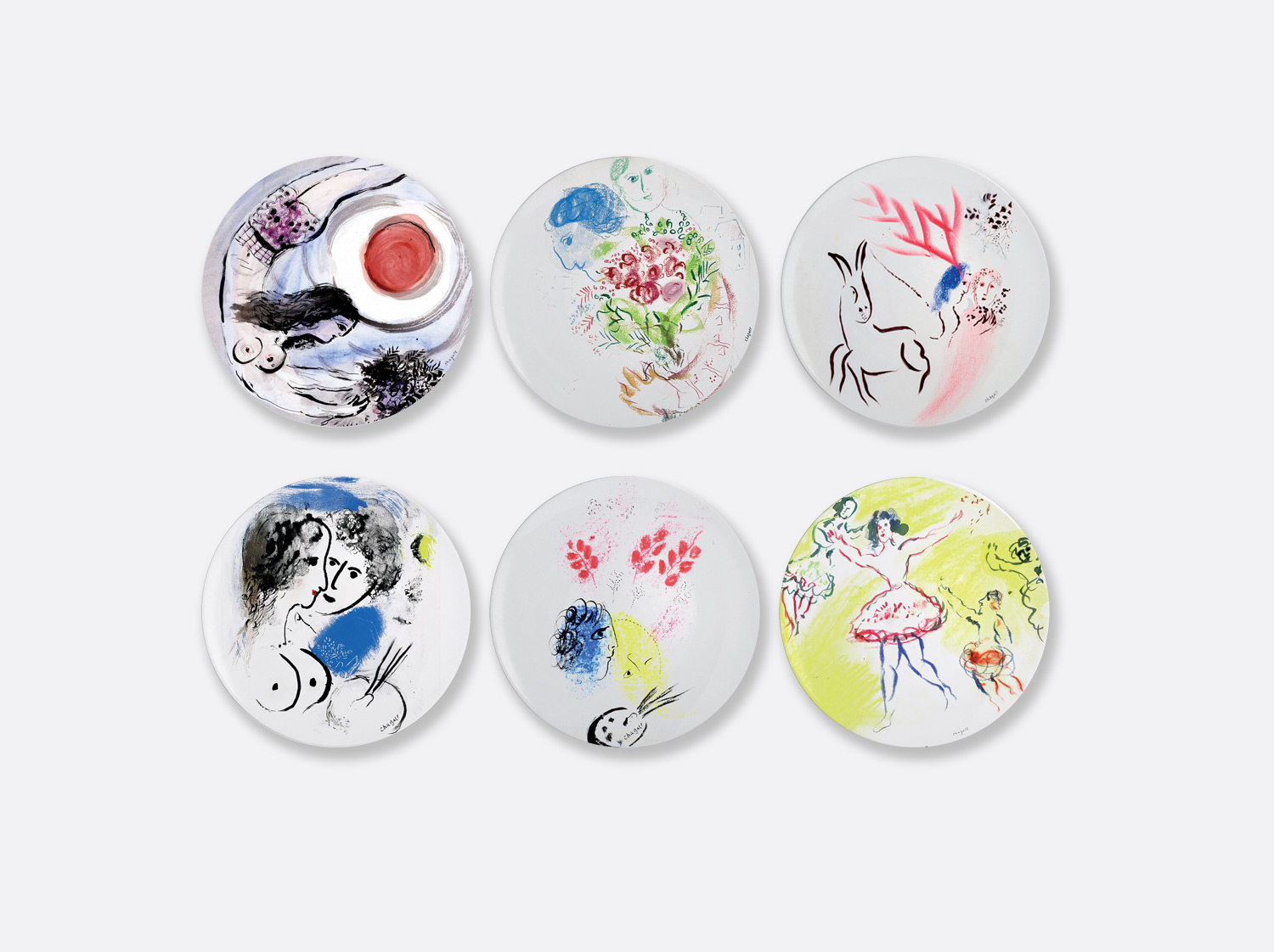 China Gift box set of 6 dinner plates 10.5" of the collection Marc chagall | Bernardaud