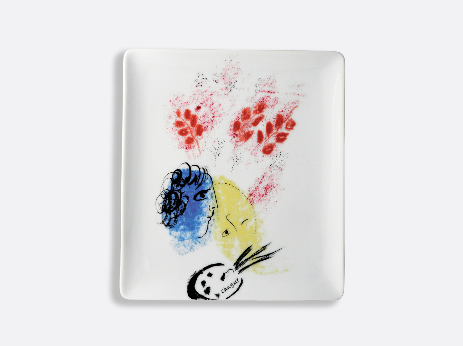 China Tray  ''double face blue and yellow" 22 cm x 19,5 cm of the collection Marc chagall | Bernardaud