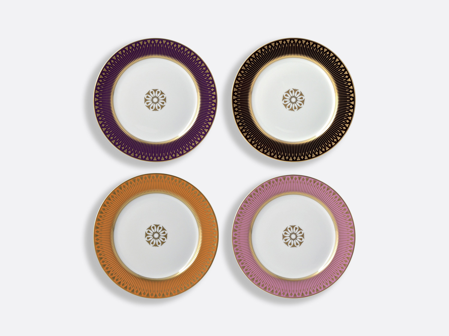 China Gift box set of 4 assorted salad plates 8.3" of the collection Soleil levant couleurs | Bernardaud