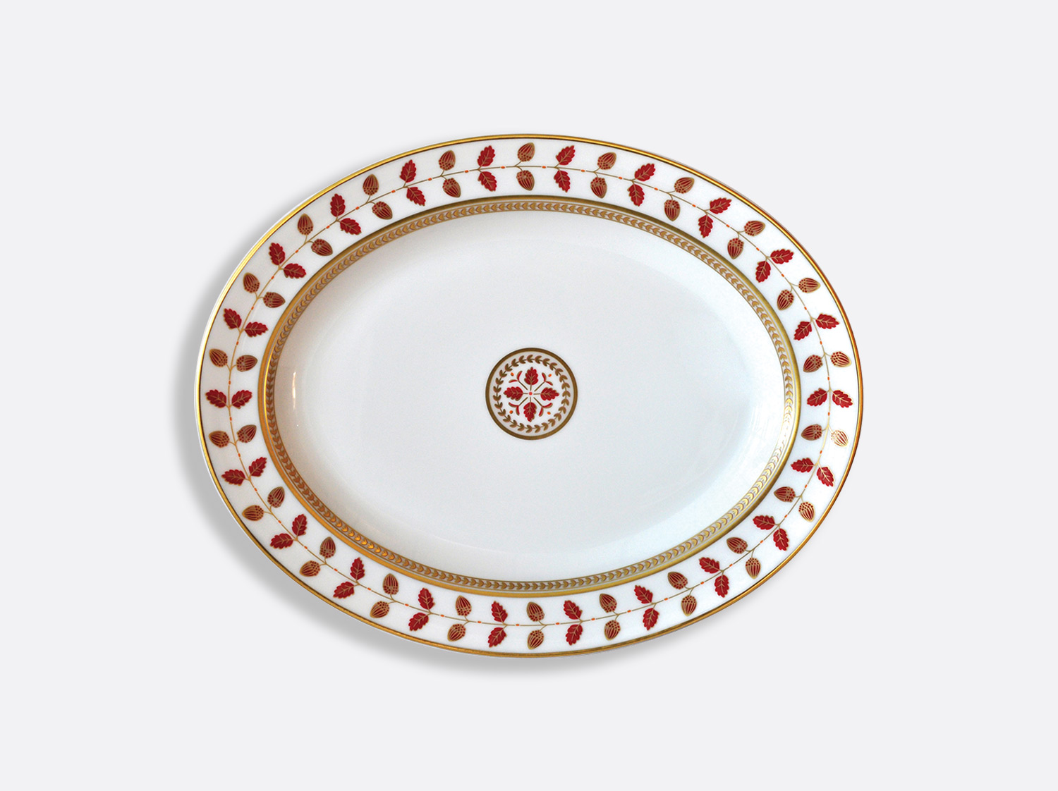 オーバルプレート 33 cm en porcelaine de la collection Constance rouge Bernardaud