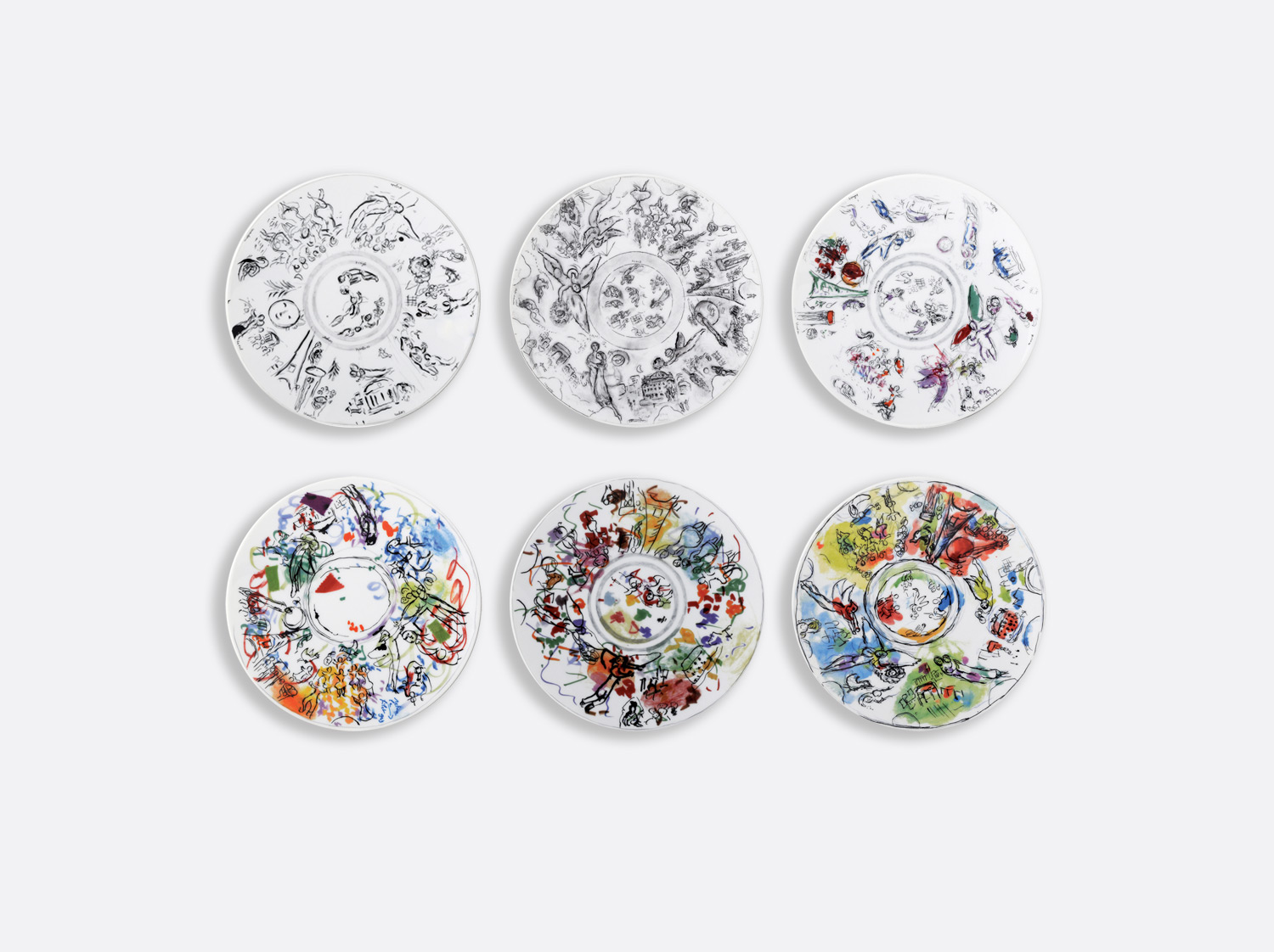 China Gift box set of 6 salad plates Sketch for the Opéra Garnier ceiling 8.3" of the collection Marc chagall | Bernardaud