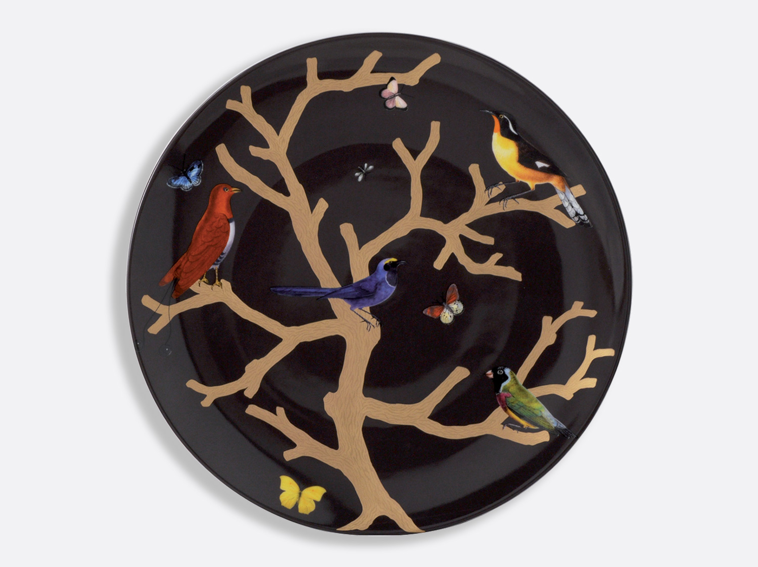 Grande coupe 36 cm en porcelaine de la collection Aux Oiseaux Ebène Bernardaud