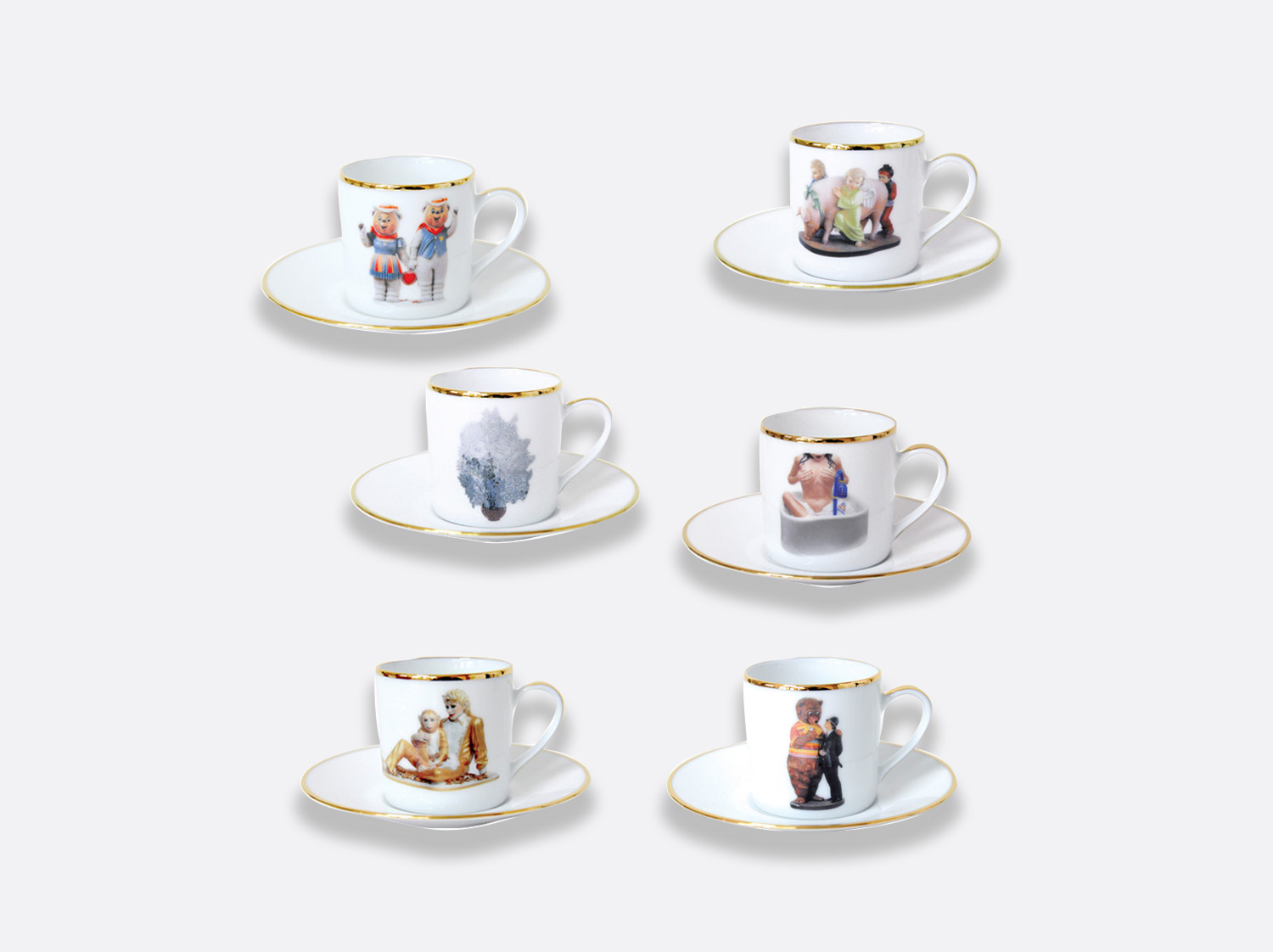 コーヒーカップ&ソーサー 6点セット en porcelaine de la collection Banality series Bernardaud