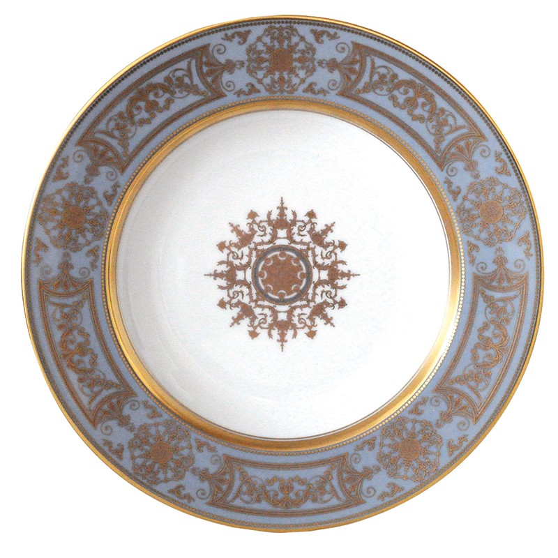 Assiette creuse à aile 22,5 cm en porcelaine de la collection Aux rois flanelle Bernardaud