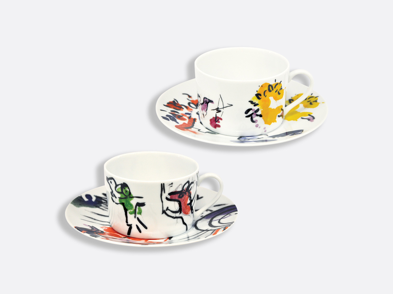 Coffret de 2 tasses et soucoupes déjeuner assorties 25 cl en porcelaine de la collection Les vitraux d hadassah Bernardaud