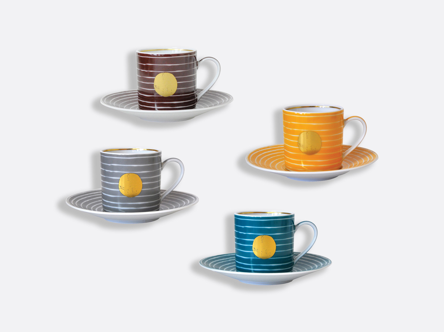 China Gift box set of 4 assorted espresso cups and saucers 3 oz of the collection Aboro | Bernardaud