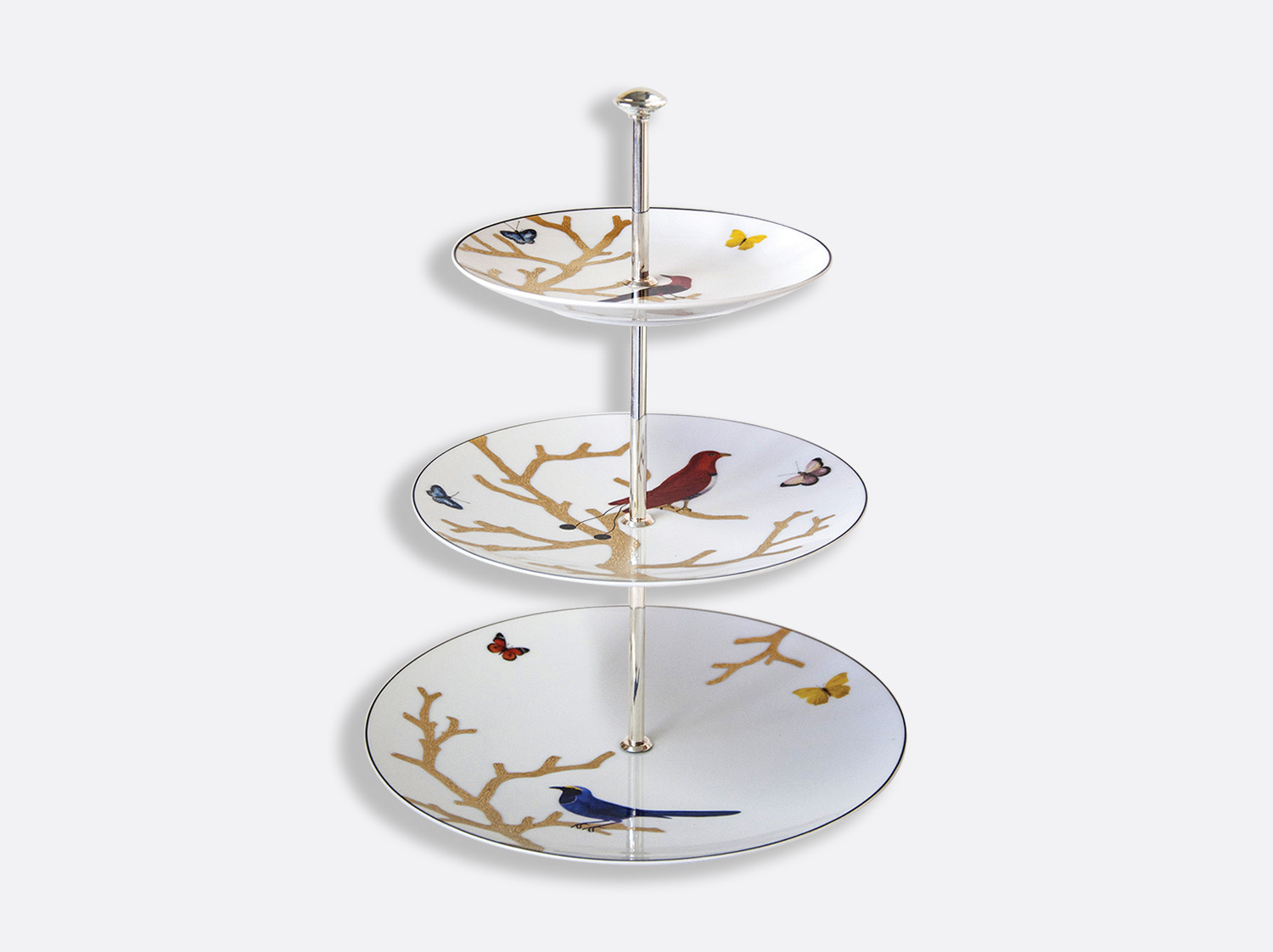 3段トレイ en porcelaine de la collection Aux oiseaux Bernardaud