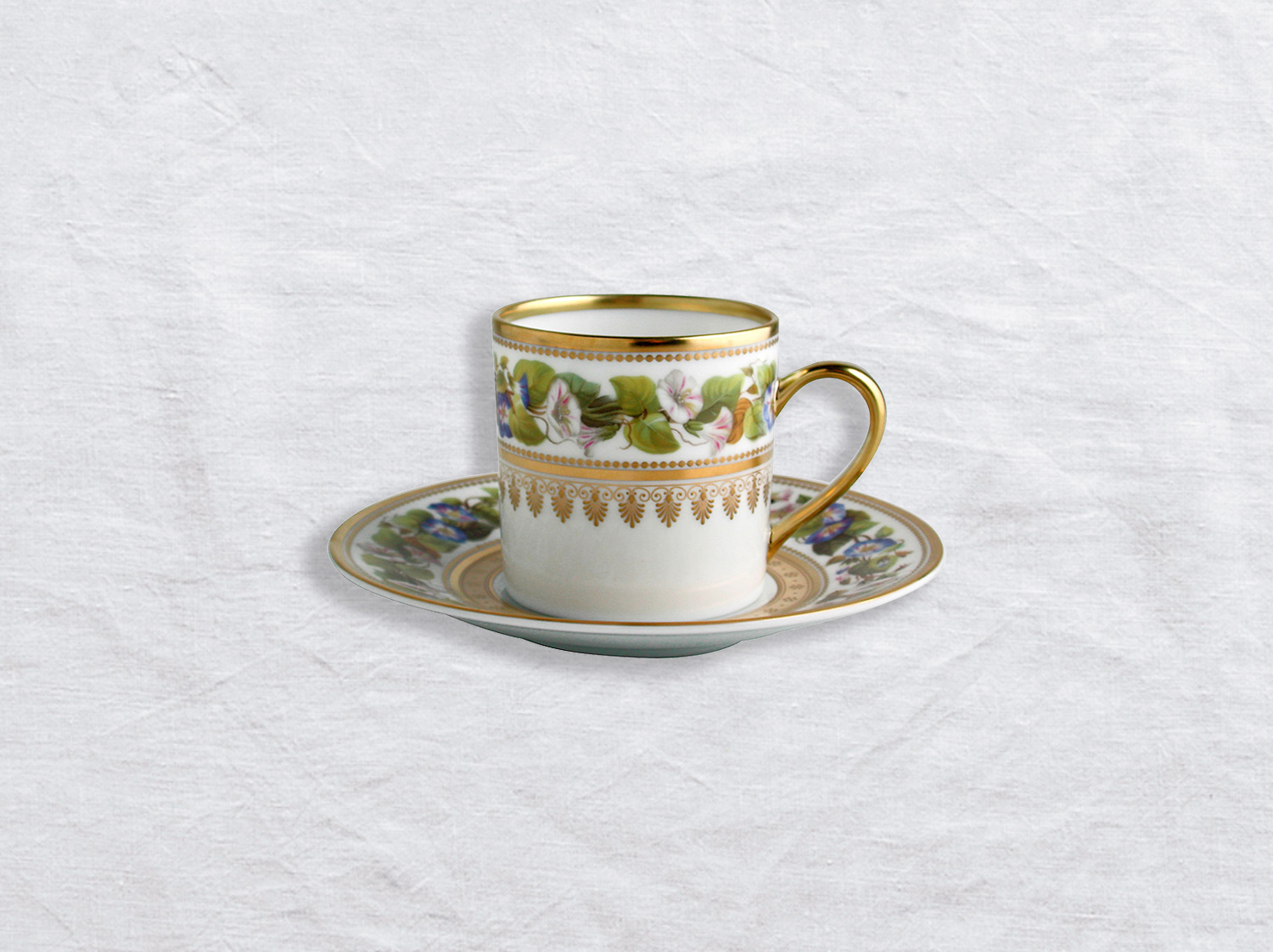Tasse et soucoupe à café 10 cl en porcelaine de la collection Botanique Bernardaud