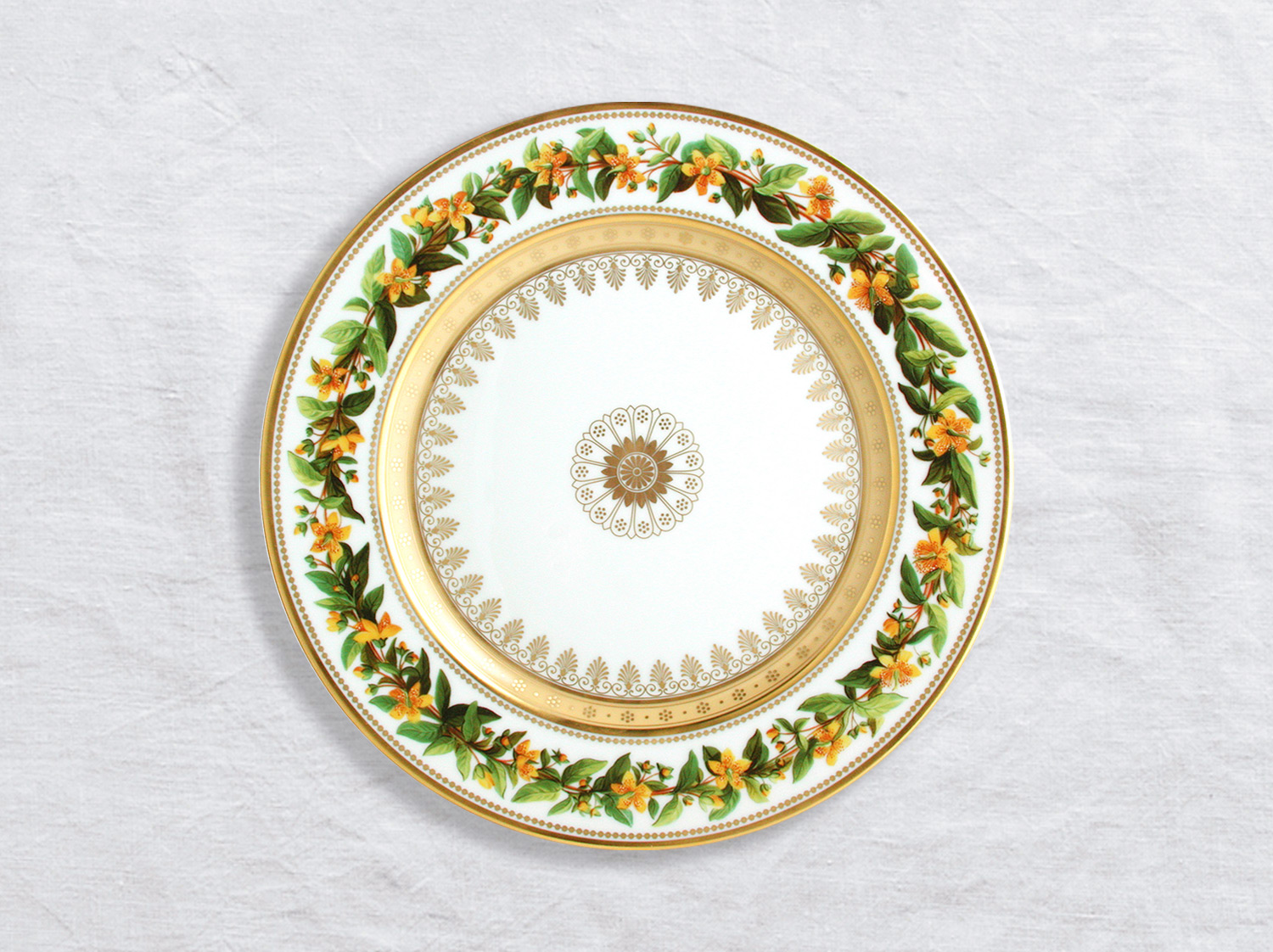 Assiette à dîner Millepertuis dresse 26 cm en porcelaine de la collection Botanique Bernardaud