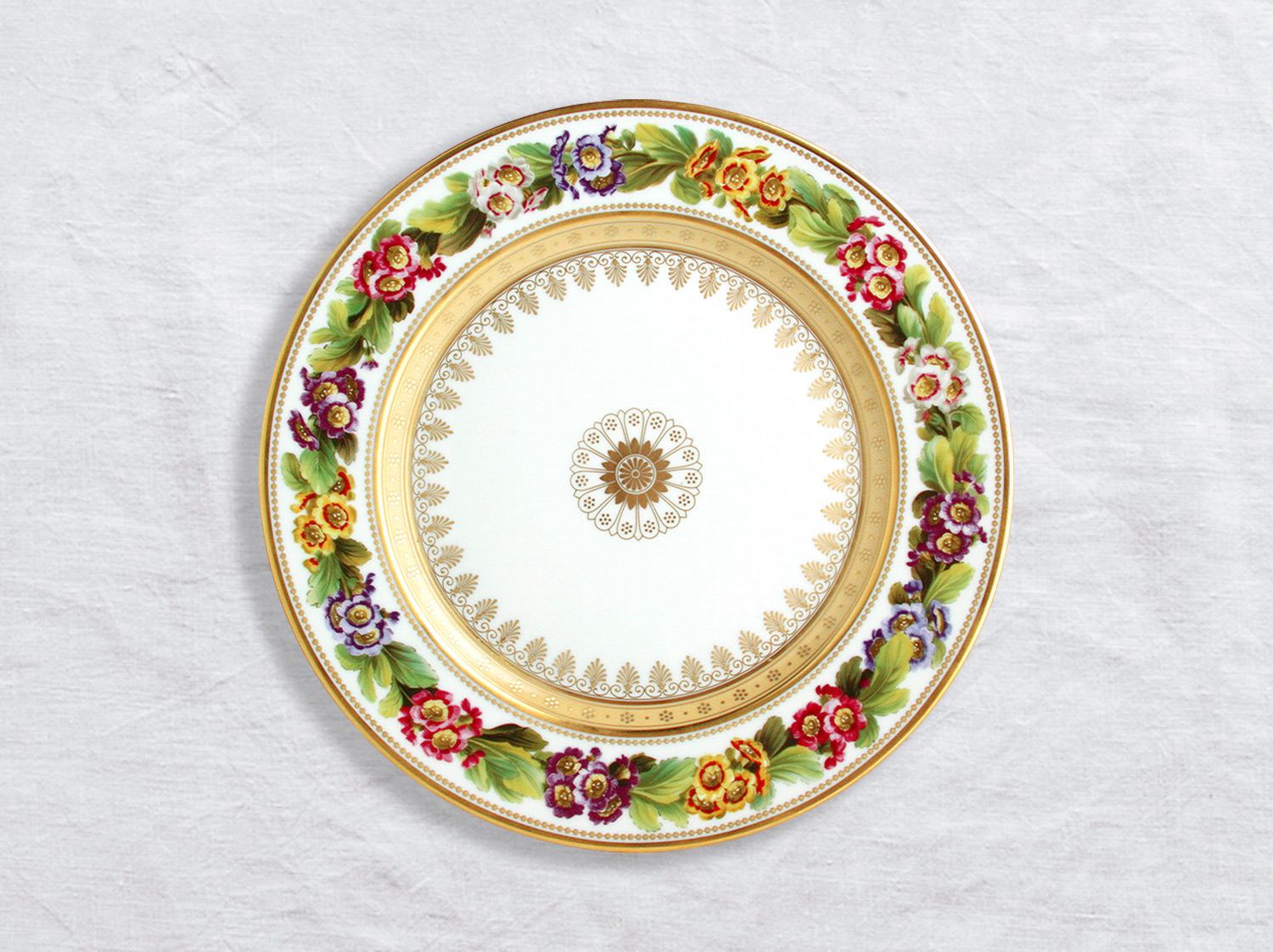 Assiette à dîner Primevere auricule 26 cm en porcelaine de la collection Botanique Bernardaud