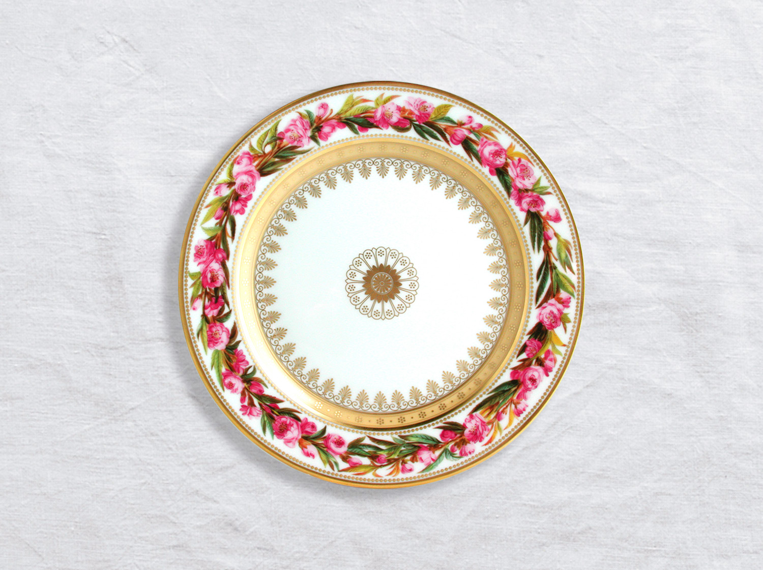 Assiette à dessert Pêcher à fleurs doubles 21 cm en porcelaine de la collection Botanique Bernardaud