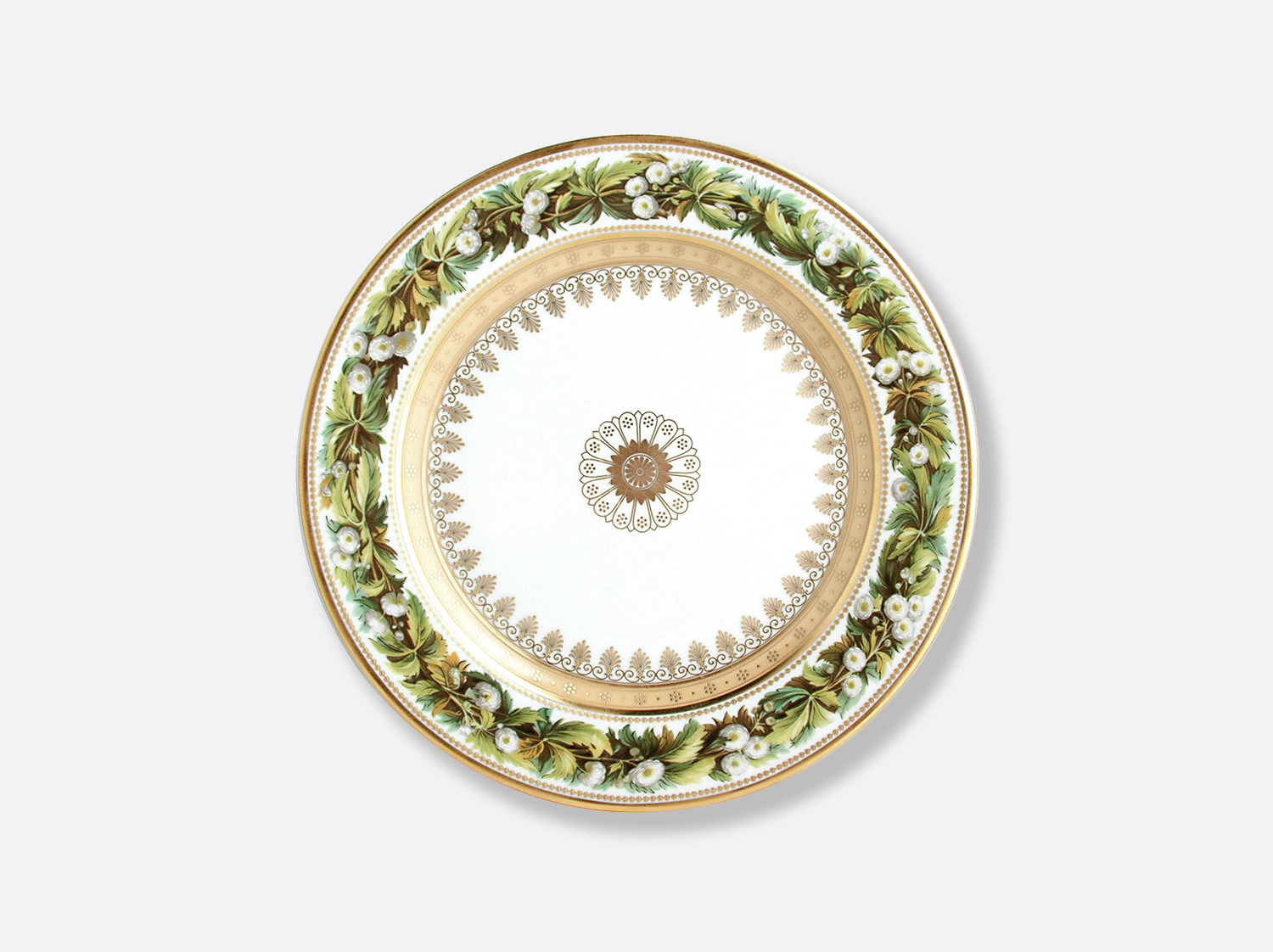 Assiette à dessert Renoncule feuilles aconit 21 cm en porcelaine de la collection Botanique Bernardaud