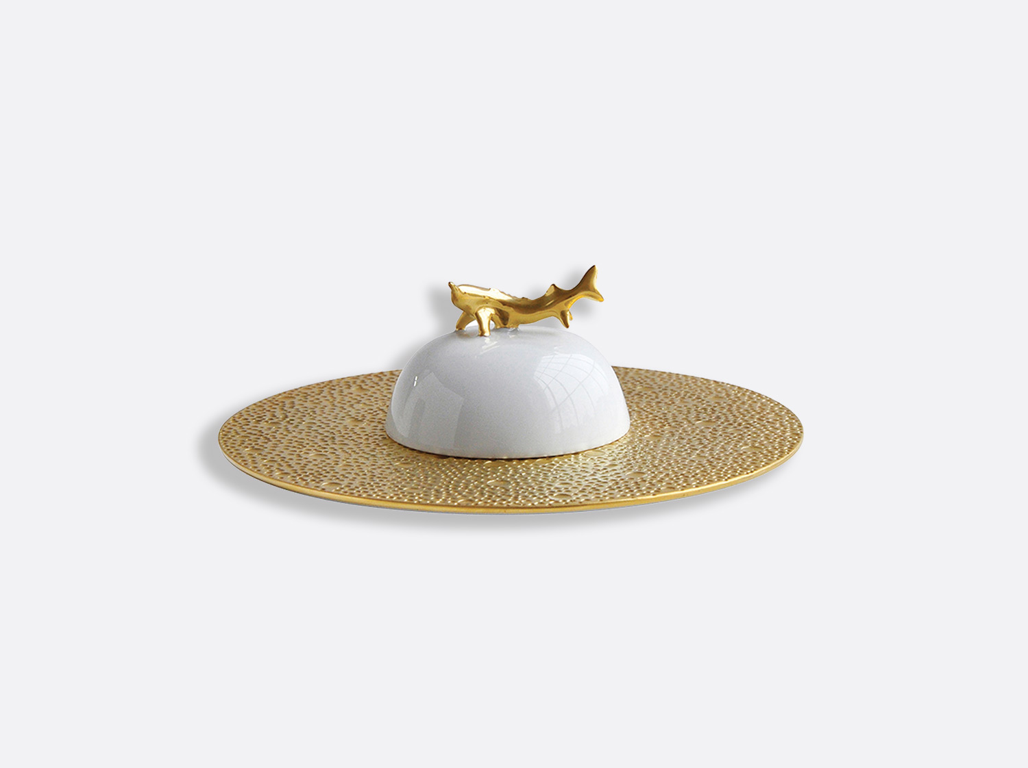 China Set of caviar plate and bell covert of the collection Ecume gold | Bernardaud