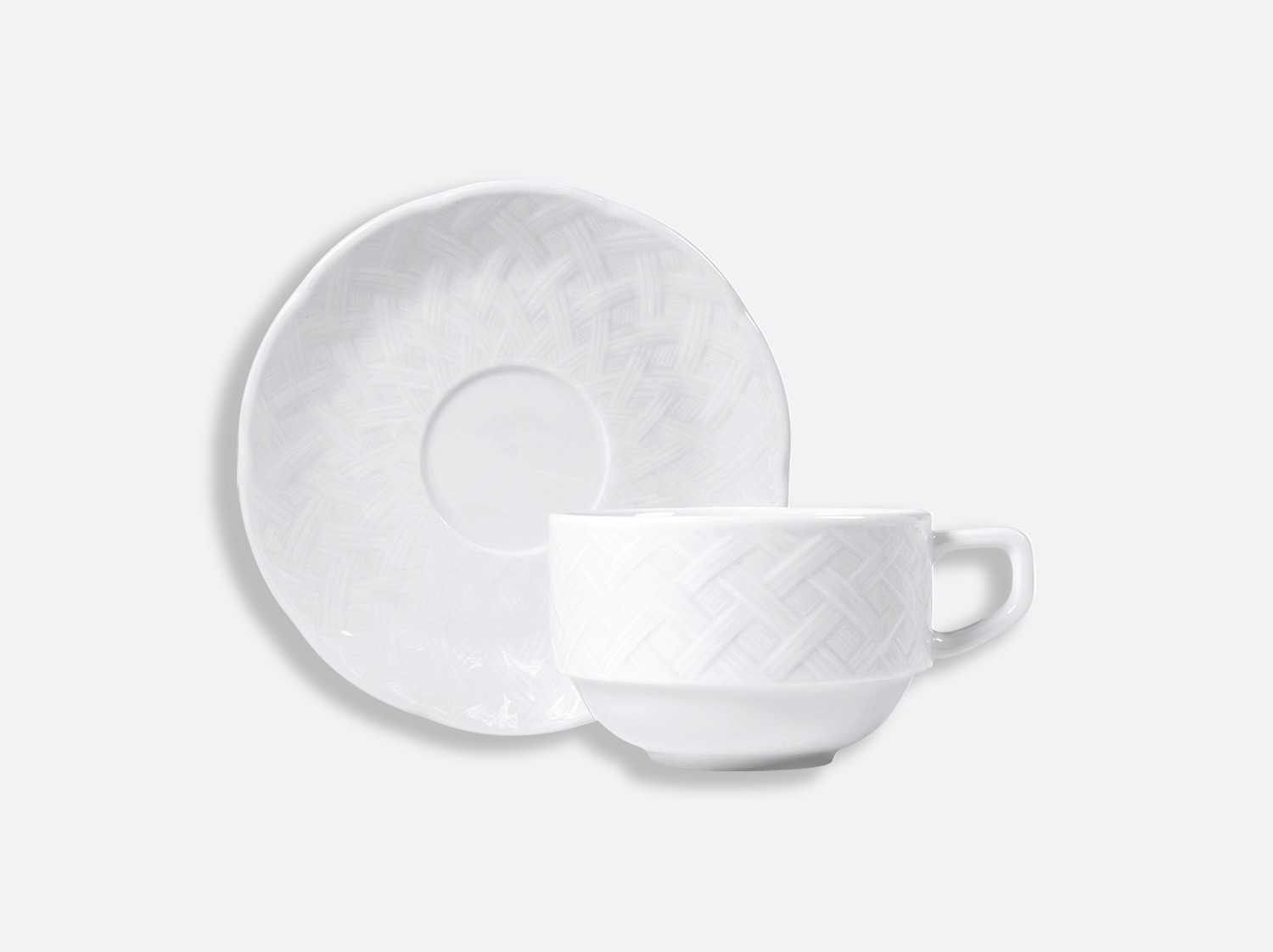 Tasse et soucoupe déjeuner empilable 22 cl en porcelaine de la collection OSIER BLANC Bernardaud
