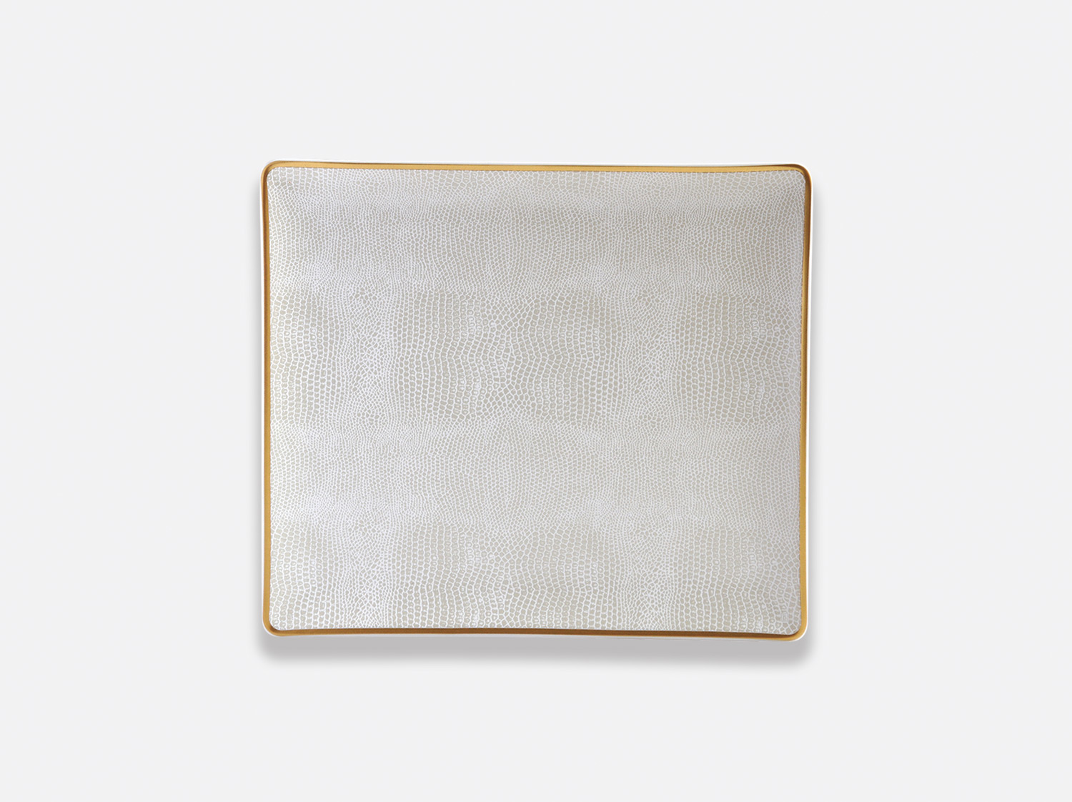 Plateau rectangulaire 22 x 19,5 cm en porcelaine de la collection Sauvage Or Blanc Bernardaud