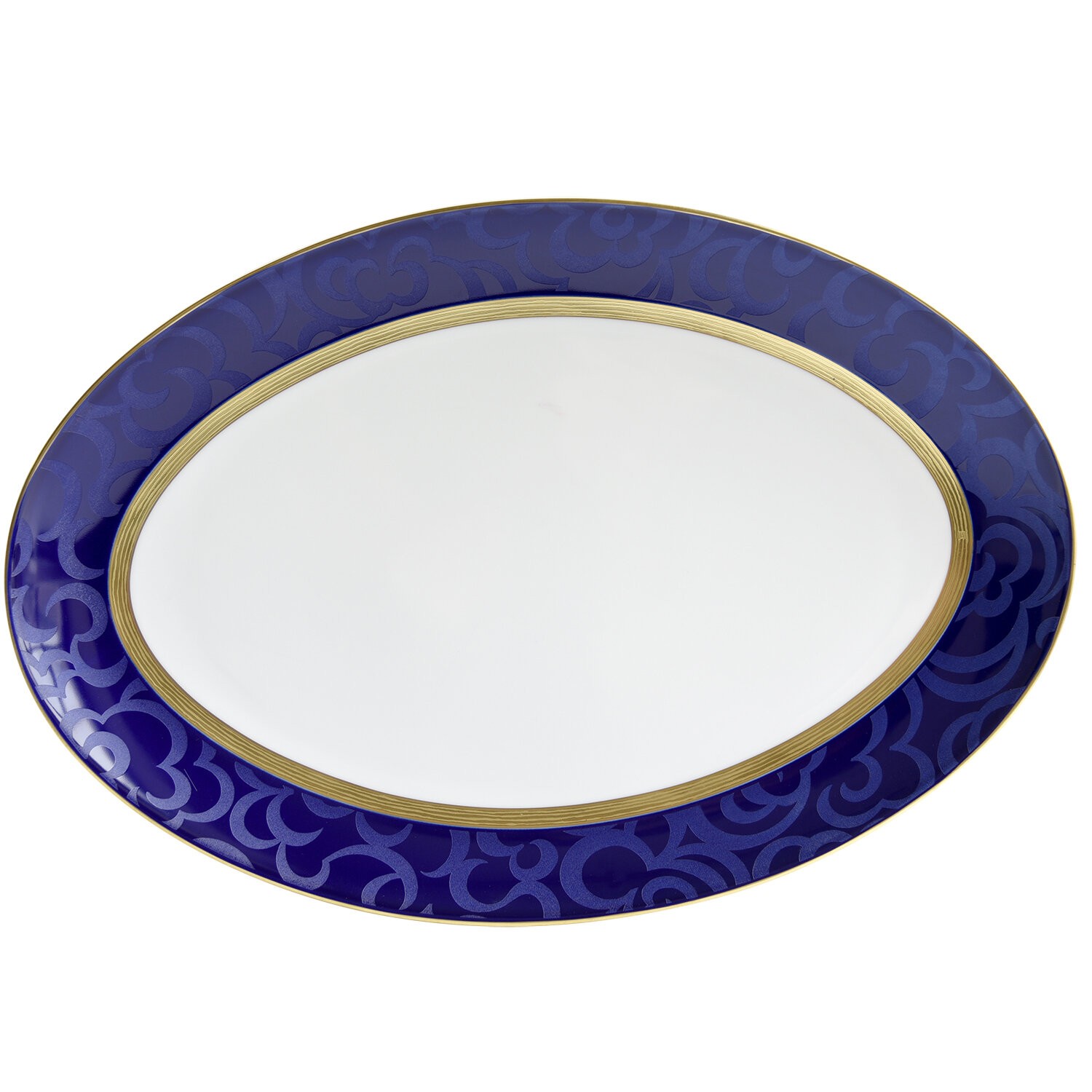 Plat ovale 38 cm en porcelaine de la collection Fleur Bleue Bernardaud