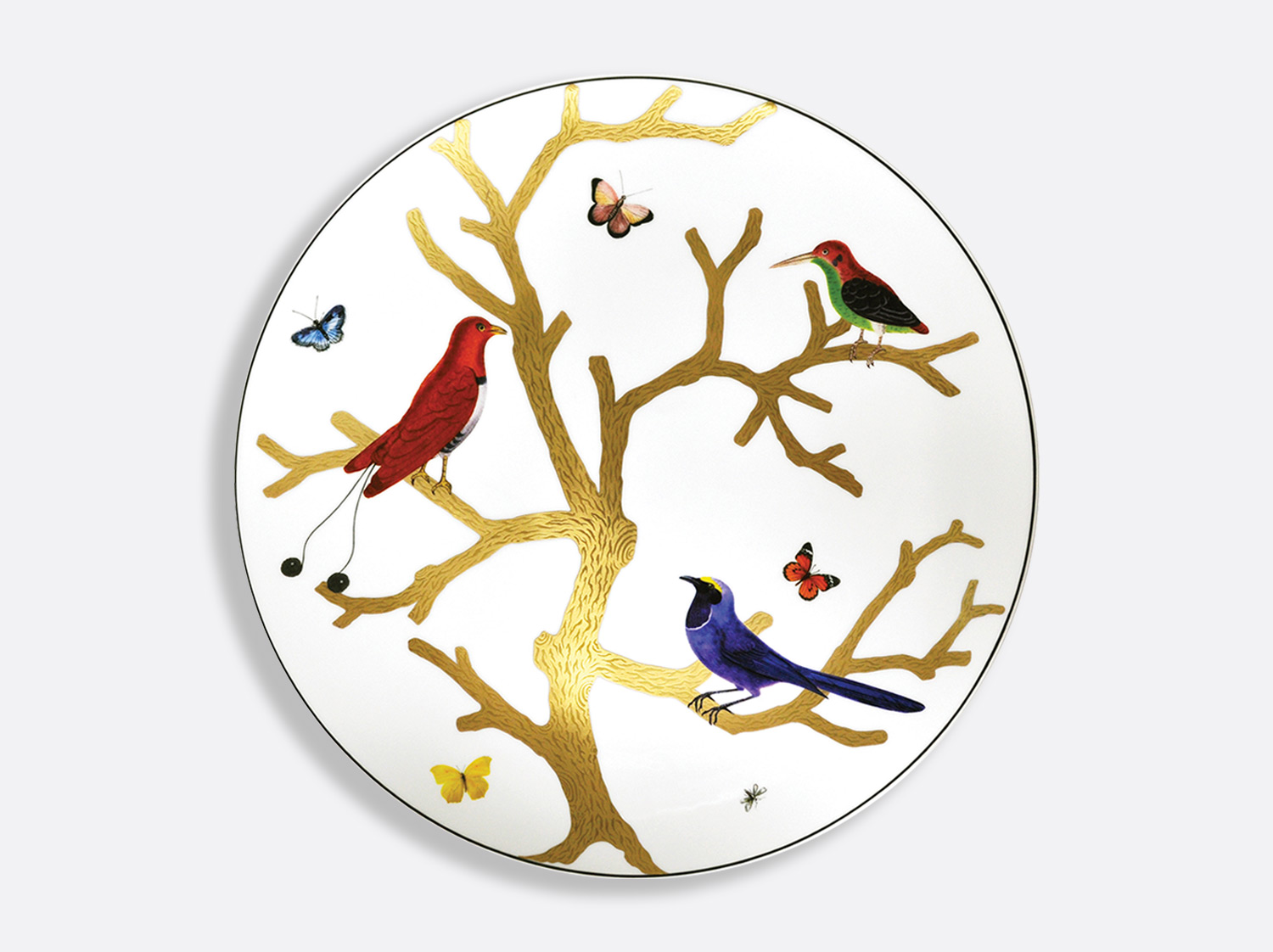 Assiette de présentation ultra plate 31cm en porcelaine de la collection Aux oiseaux Bernardaud