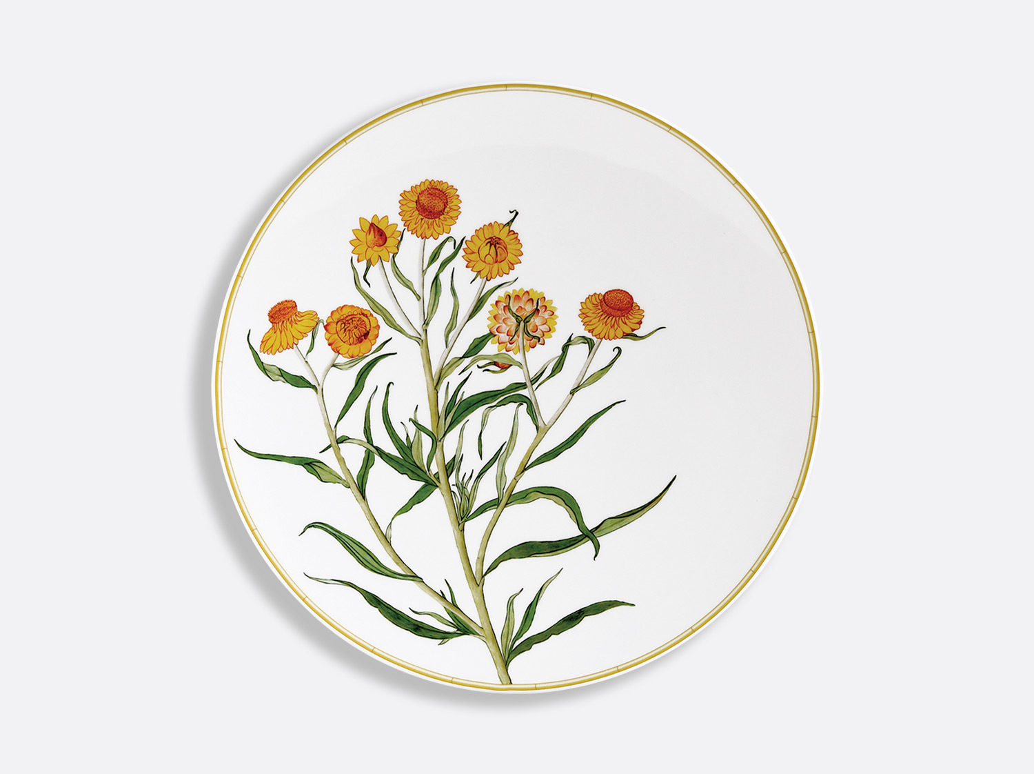 Assiette coupe 27 cm en porcelaine de la collection jardin indien Bergenis Bernardaud