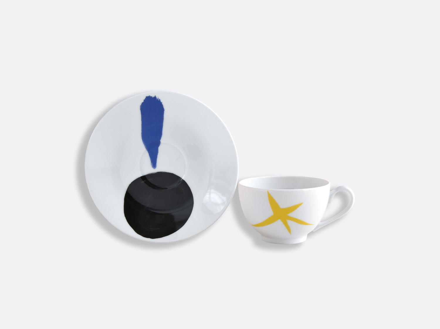 China 4 Tea cups and saucers Yellow - Pages 15 & 101 of the collection PARLER SEUL - Joan Miro | Bernardaud