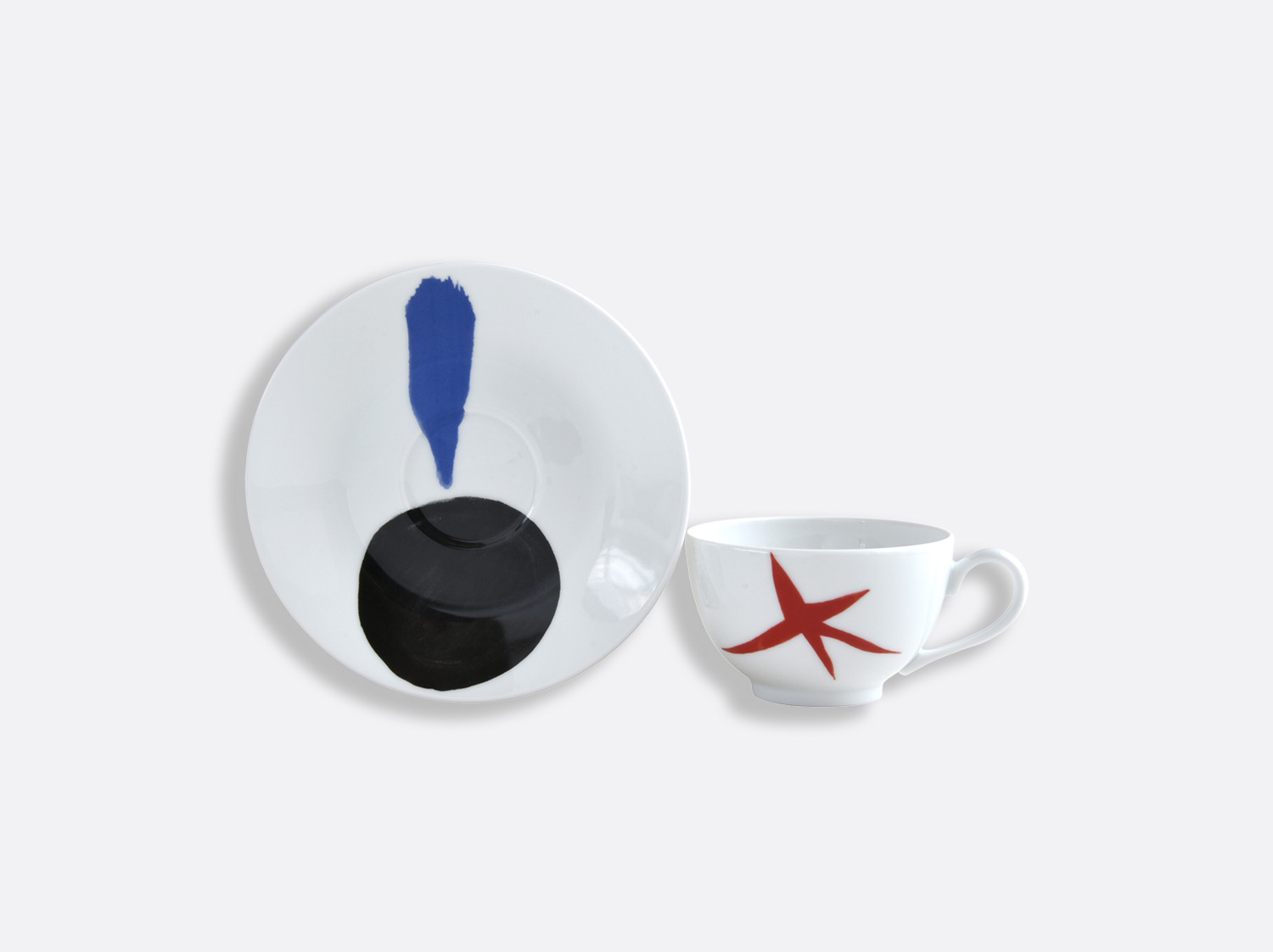 China 4 Tea cups and saucers Red - Pages 15 & 101 of the collection PARLER SEUL - Joan Miro | Bernardaud
