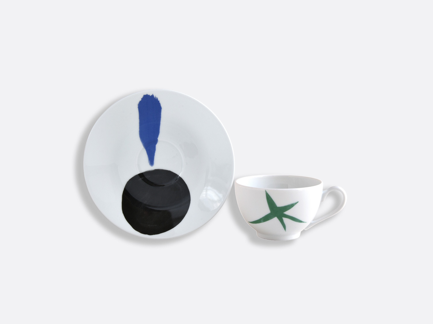 コーヒーカップ&ソーサー グリーン 4組 en porcelaine de la collection PARLER SEUL - Joan Miro Bernardaud