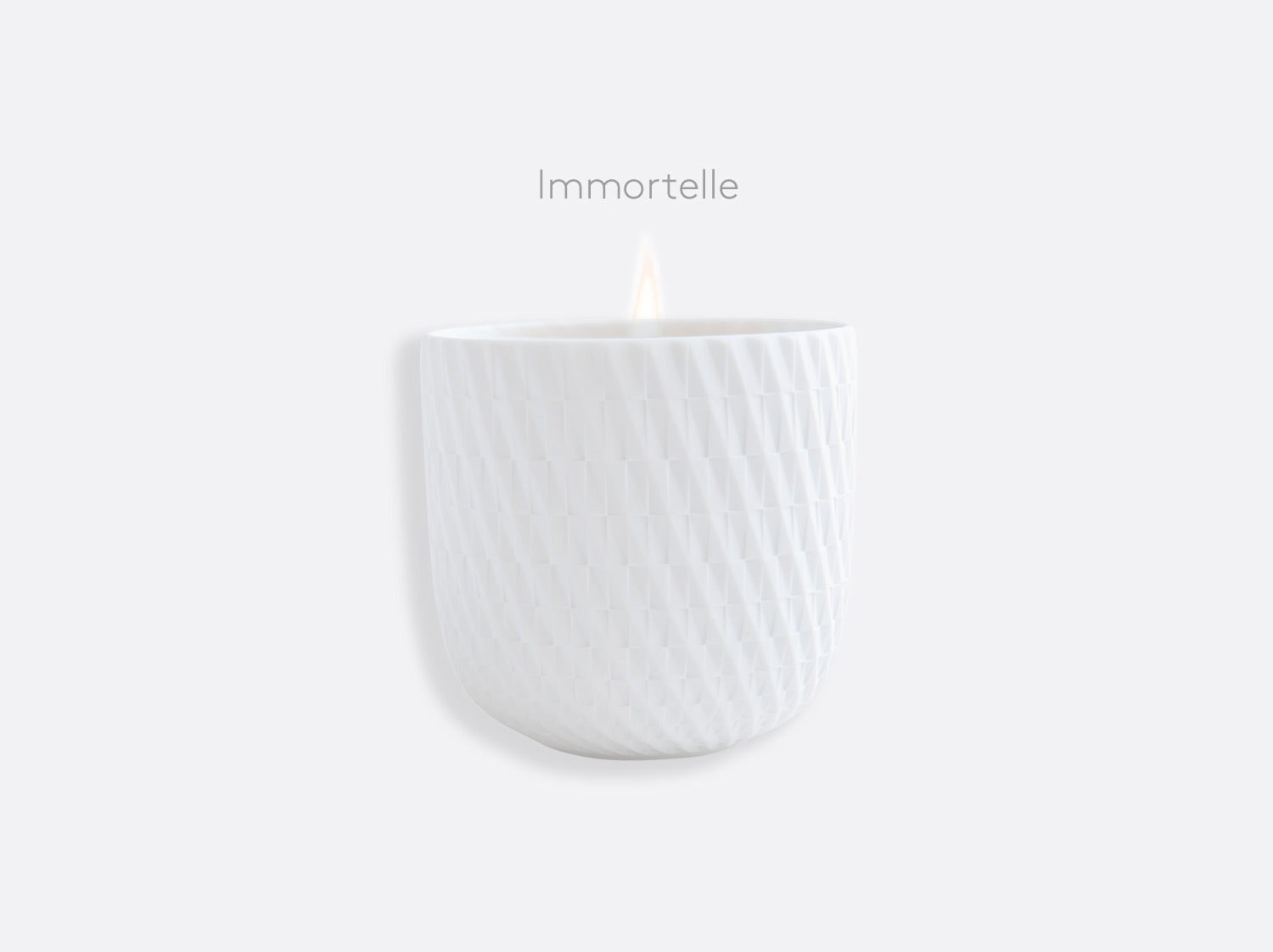 Pot à bougie 200g rechargeable en biscuit gravé "Immortelle" en porcelaine de la collection TWIST Bernardaud