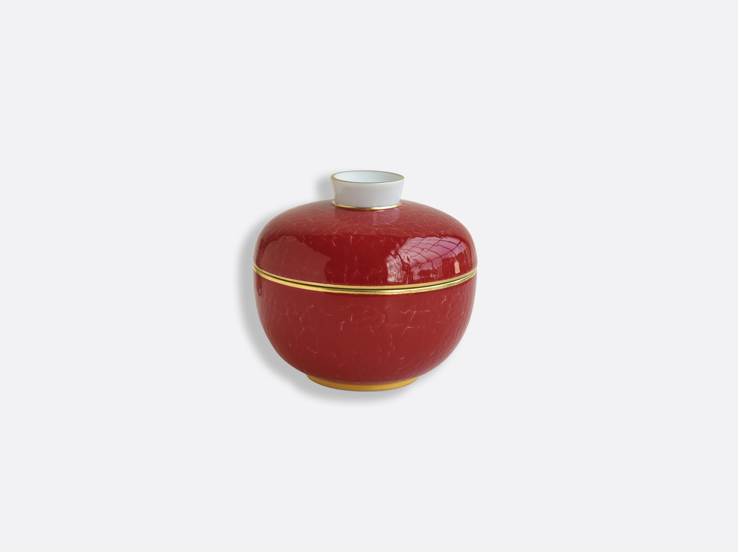 フタ付きスープボウル 140ml en porcelaine de la collection ROUGE EMPEREUR Bernardaud
