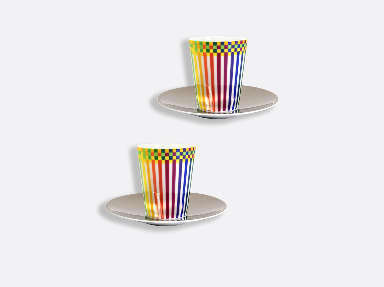 China Set of 2 espresso cups and platinum saucer 2.5 oz of the collection Surface colorée B29 | Bernardaud