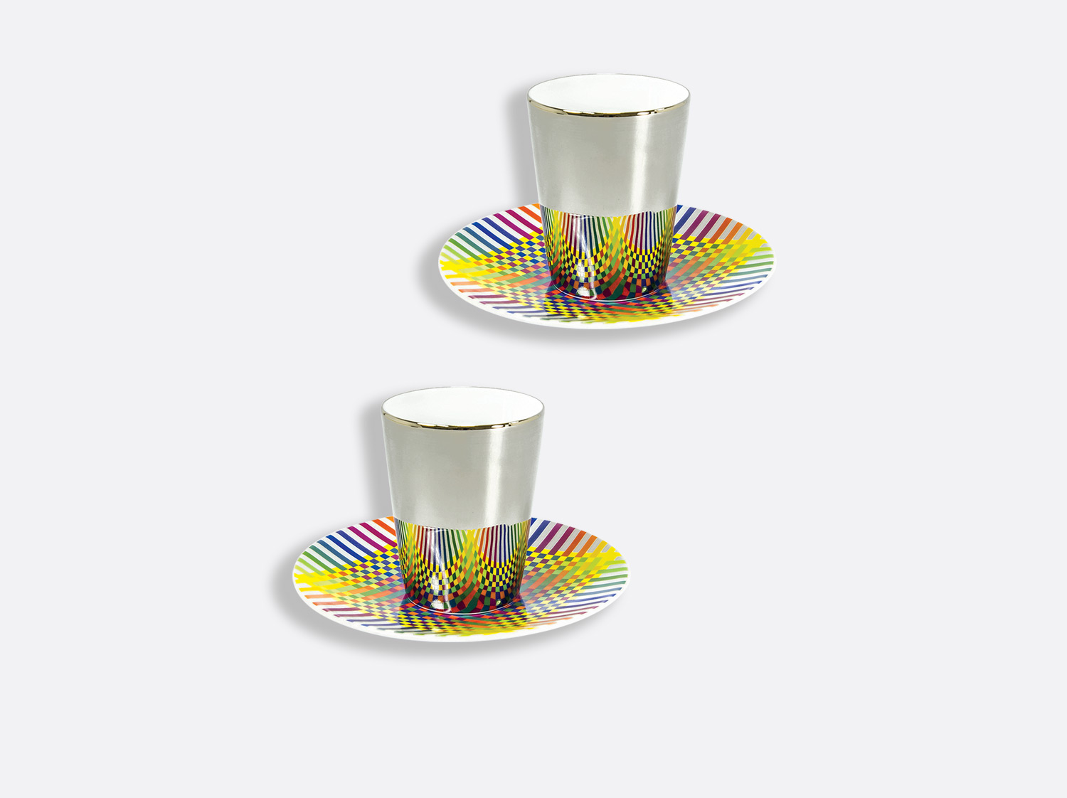 Coffret de 2 tasses platine et soucoupe café 7 cl en porcelaine de la collection Surface colorée B29 Bernardaud