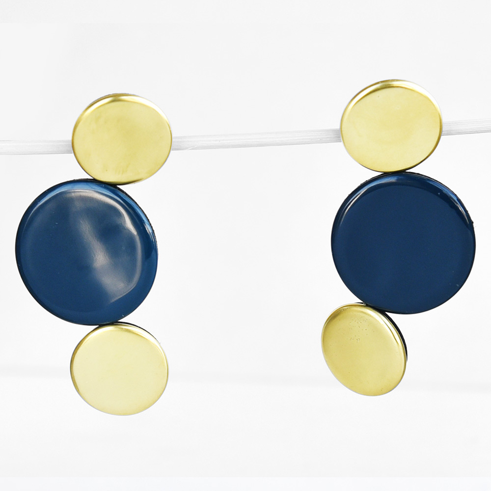 China Disque Bleu de prusse et or Earrings of the collection Be Bold Over | Bernardaud
