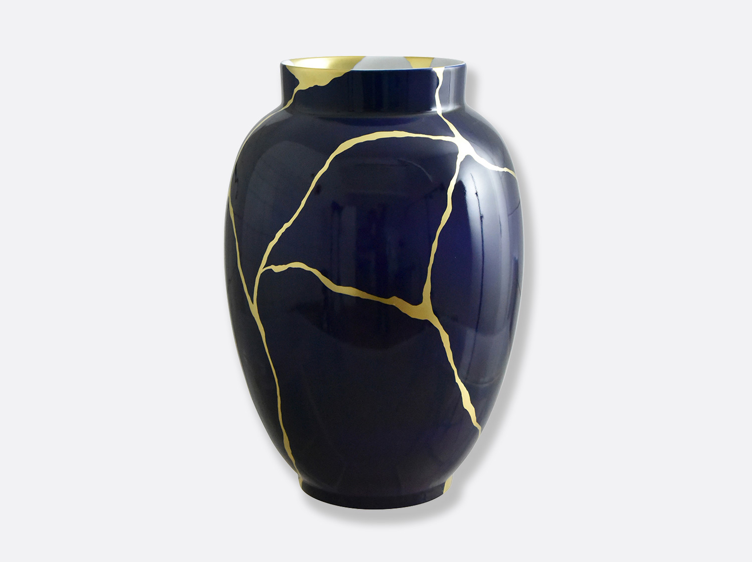 Cobalt blue large vase H. 22.4'' Kintsugi - Sarkis | Bernardaud Porcelain