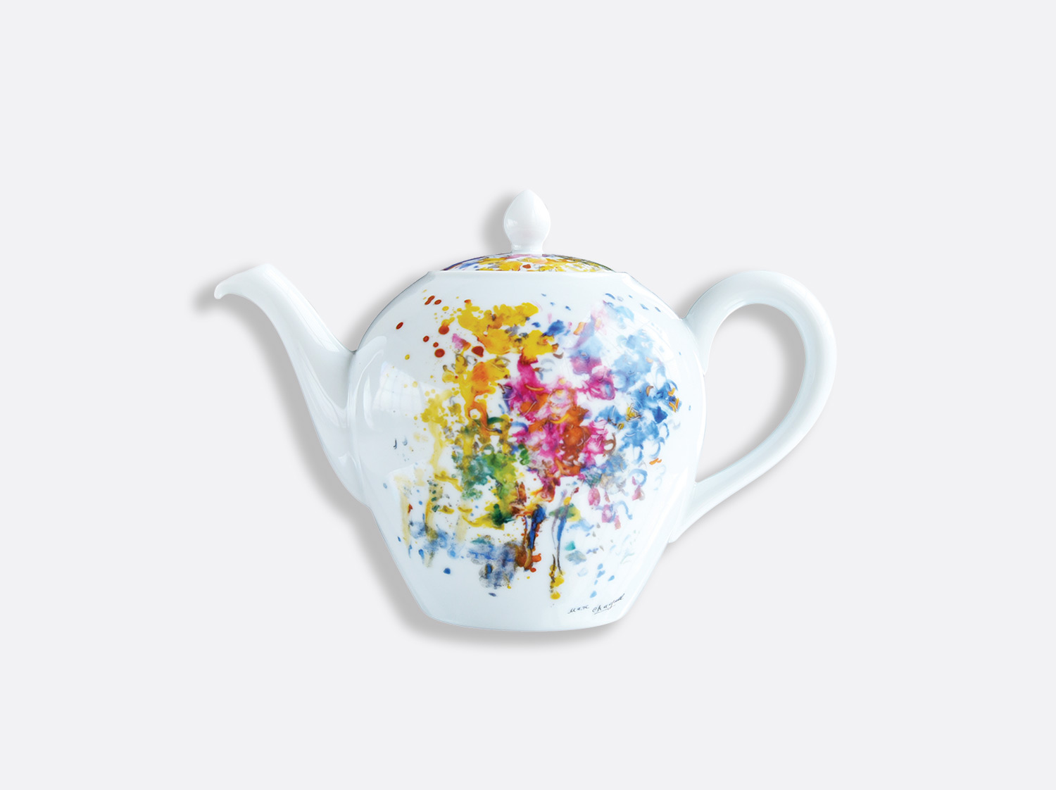 Grand coffret service à thé (théière, crémier, sucrier, 6 tasses et  soucoupes thé) Les Bouquets de Fleurs - Marc Chagall