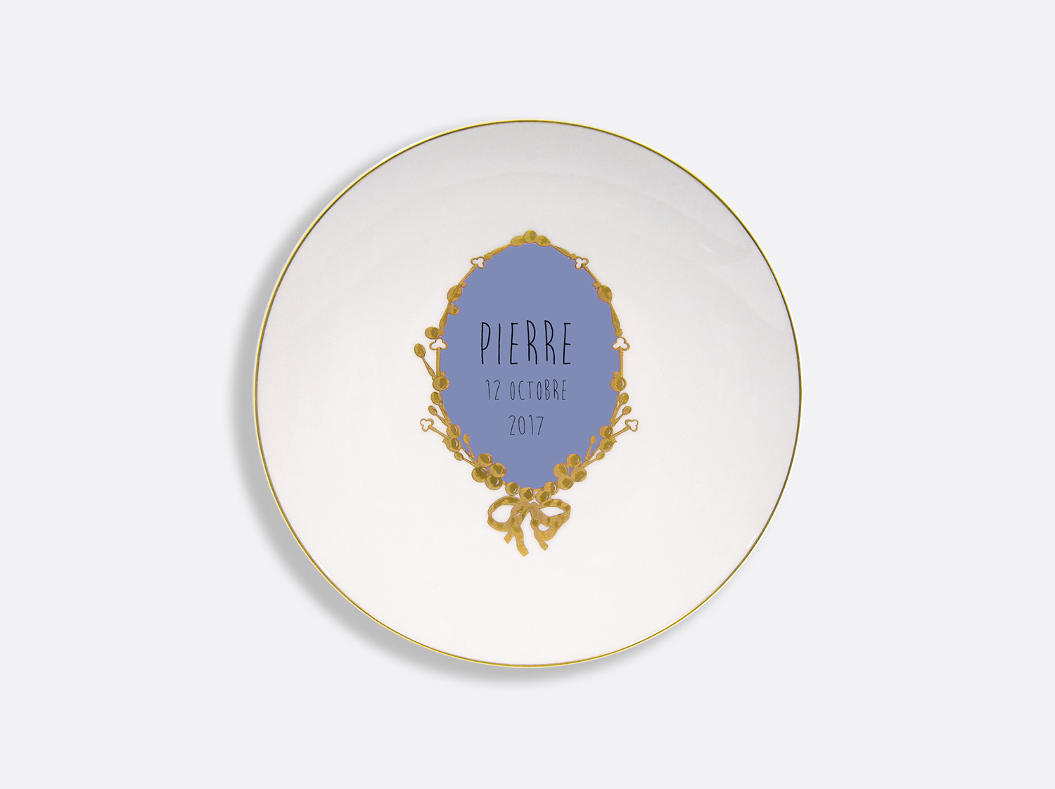 デザートプレート 21 cm en porcelaine de la collection Medaillon bleu - personnalisation Bernardaud