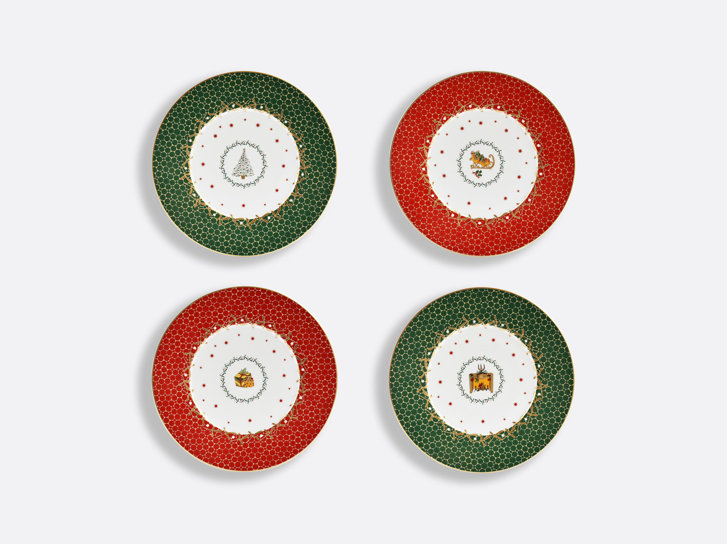 Coffret de 4 assiettes 21 cm assorties en porcelaine de la collection Noël Bernardaud