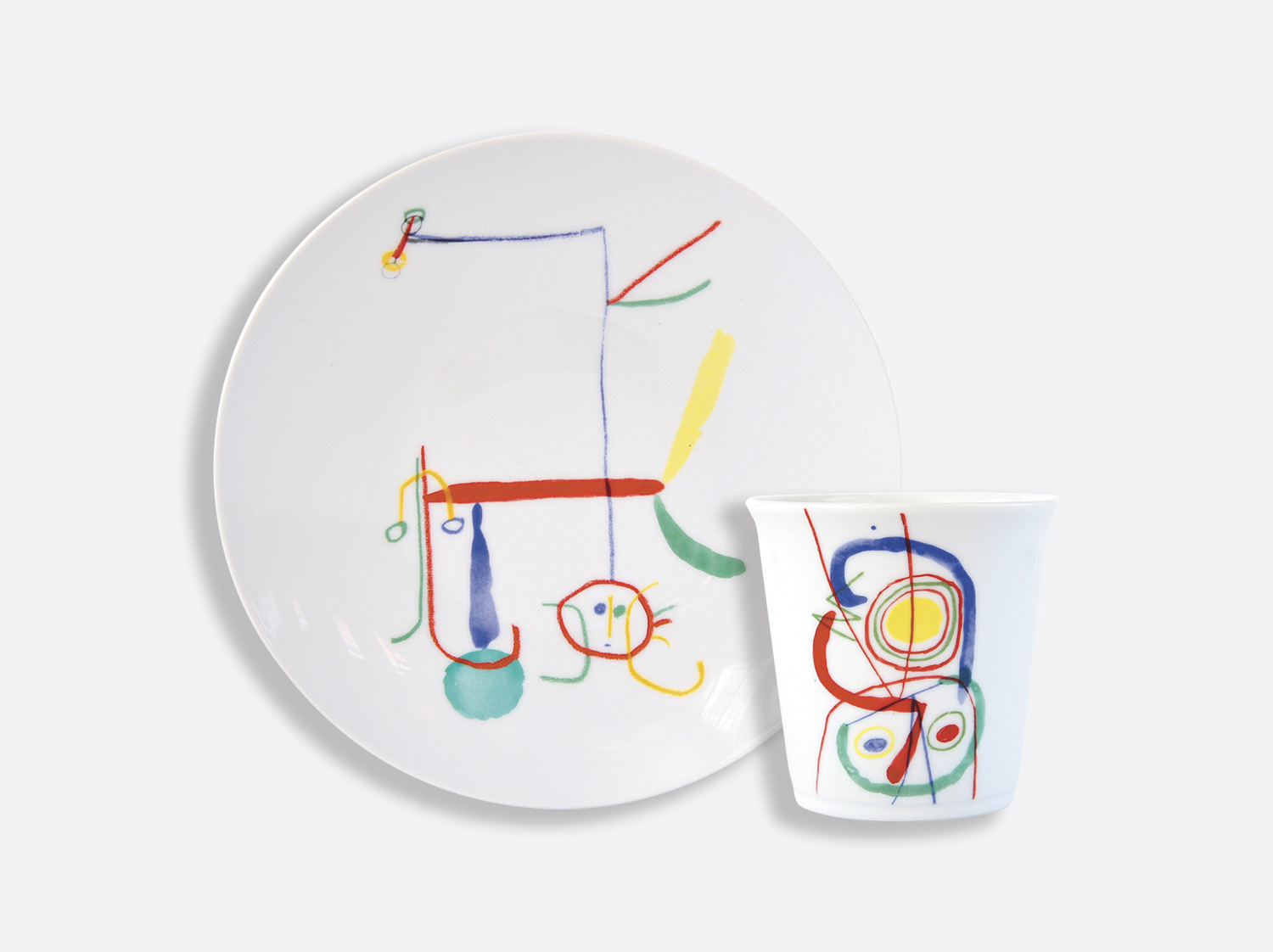 Coffret 1 assiette 21 cm + timbale en porcelaine de la collection A TOUTE EPREUVE - JOAN MIRO SERVICE ENFANT Bernardaud