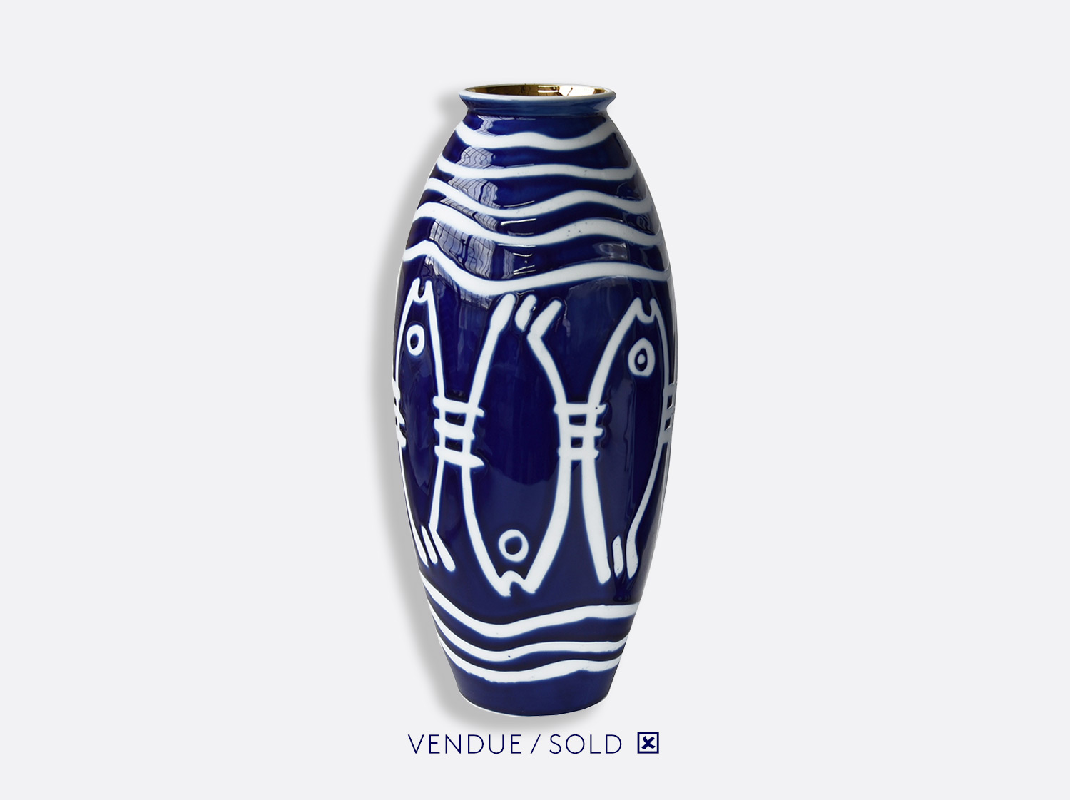 Vase trouville h.35 cm n°1 en porcelaine de la collection Atelier Buffile - Algues et Poissons Bernardaud