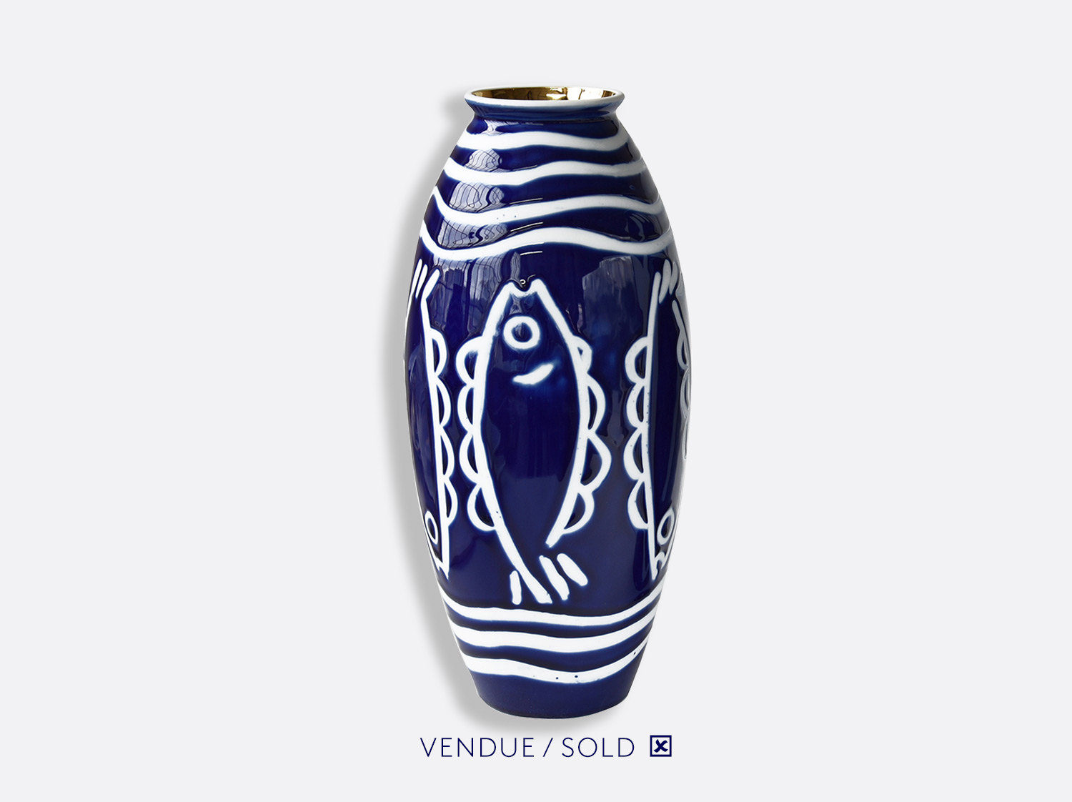 Vase trouville h.35 cm n°7 en porcelaine de la collection Atelier Buffile - Algues et Poissons Bernardaud